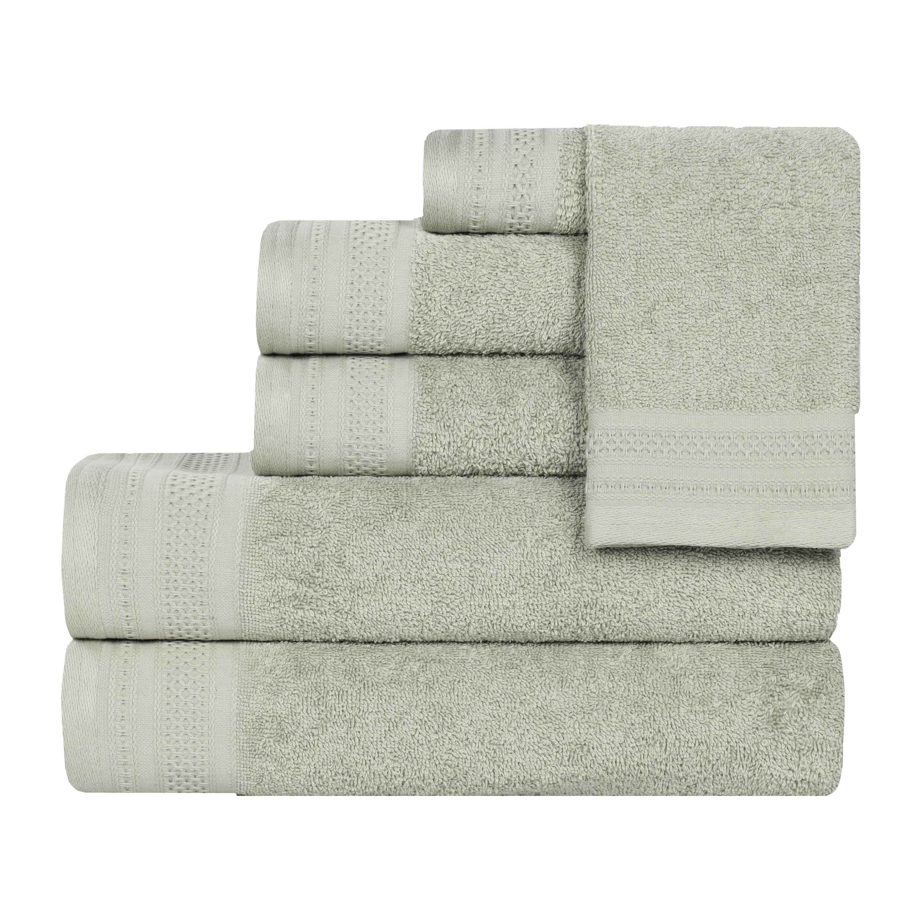 Premium Honeycomb Waffle Weave Cotton 6-Piece Bath Towel Set - Ultra Soft & Absorbent Luxury Towels for Spa, Bathroom & Guest Use