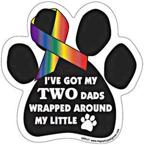 Funny Car & Mailbox Magnet - 'I've Got My Two Dads Wrapped Around My Little Paw' - Perfect for Father's Day Gifts, Truck Decor, and Mailbox Accessories