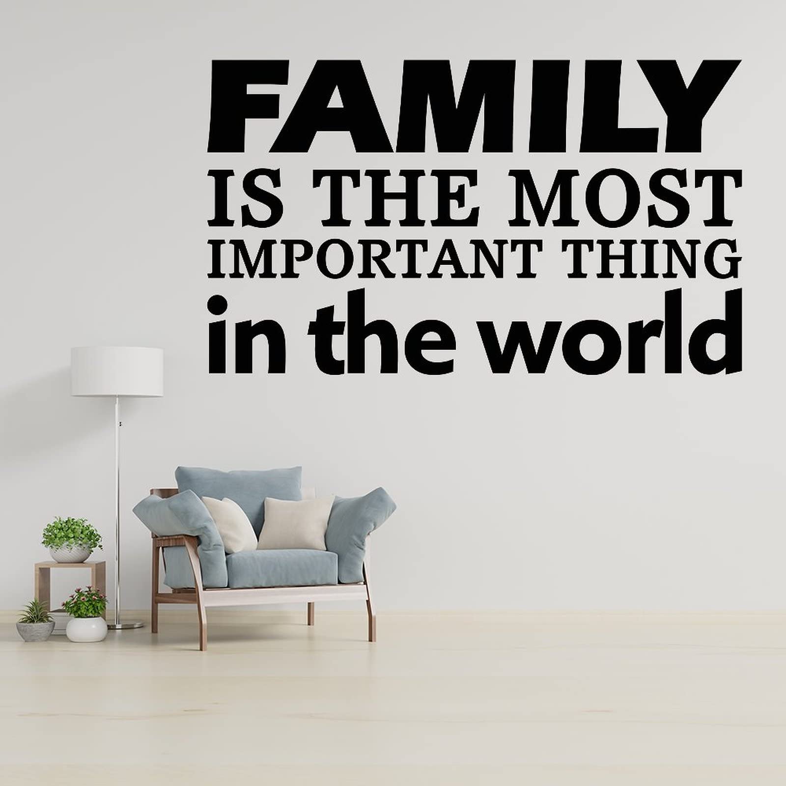 Family is The Most Important Thing in The World - Removable Vinyl Wall Decal Stickers for Home Decor - Easy to Apply Waterproof Wall Art for Bedroom, Nursery, Kitchen, Dining & Bathroom - Perfect Personalized Wedding Gift Idea for Couples & New Homeowners