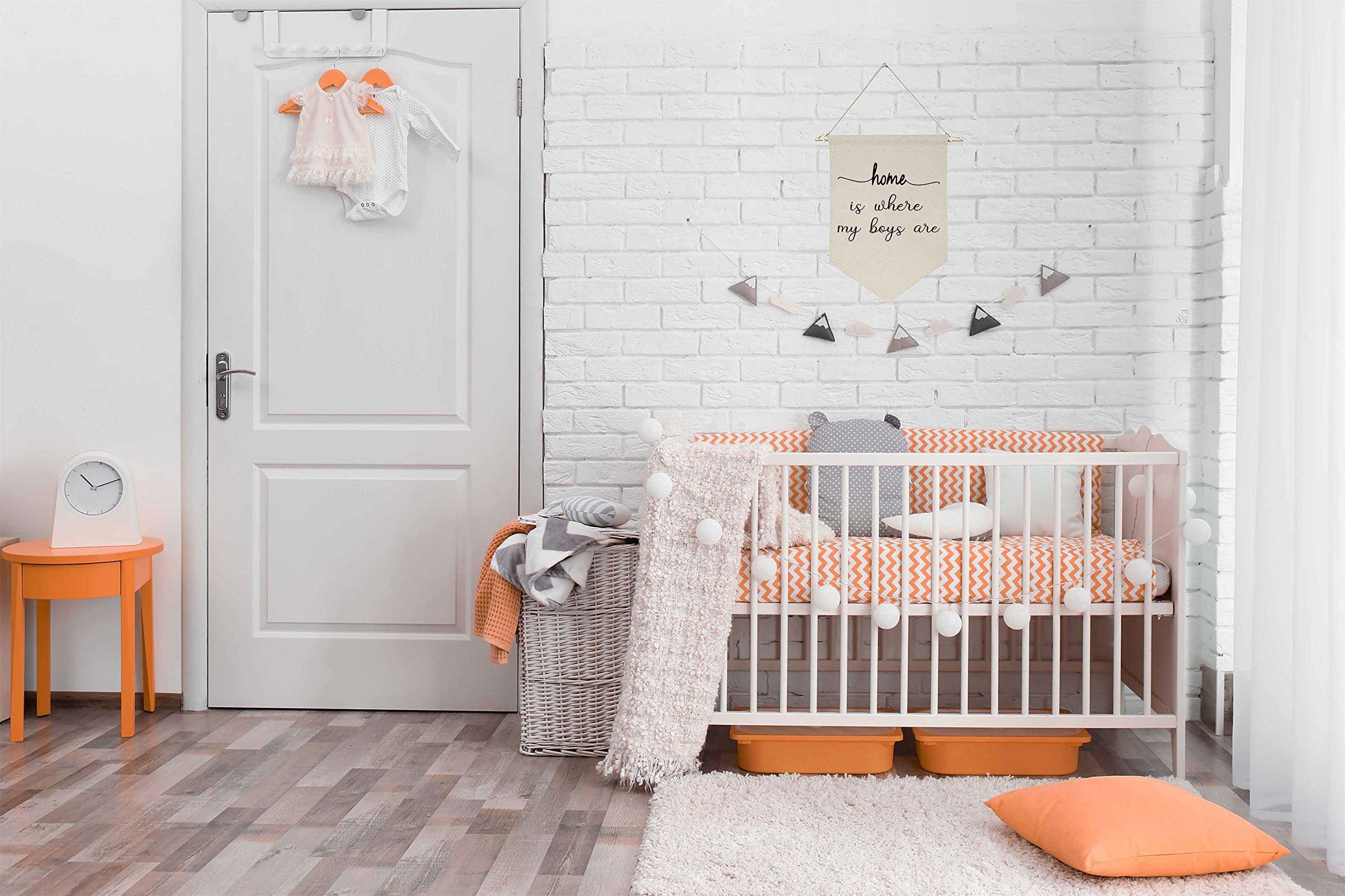 Boys Nursery Room Decor - Rustic Canvas Hanging Flag Banner Wall Sign for Kids Bedroom, Front Door & Porch | 'Home is Where My Boys Are' Housewarming Gift | Perfect for Gallery Walls, Baby Showers & New Home Decor