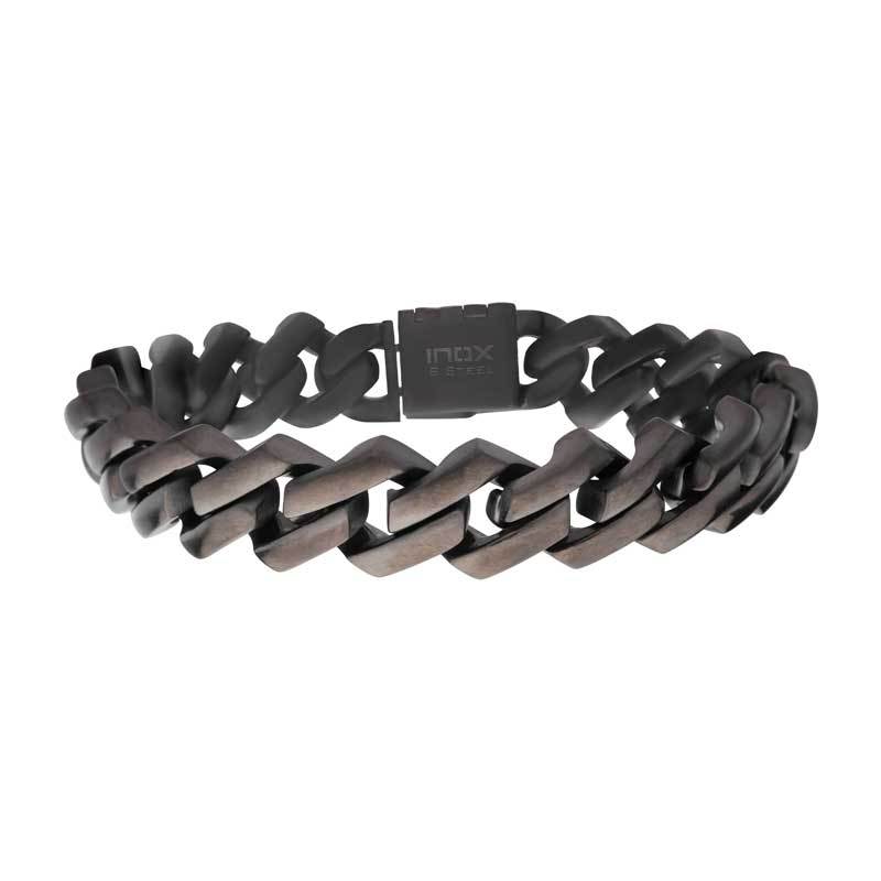 10mm Matte Finish Gun Metal IP Diamond Prong Cuban Link Bracelet for Men - Stylish Hip Hop Jewelry Gift for Birthday, Anniversary & Special Occasions