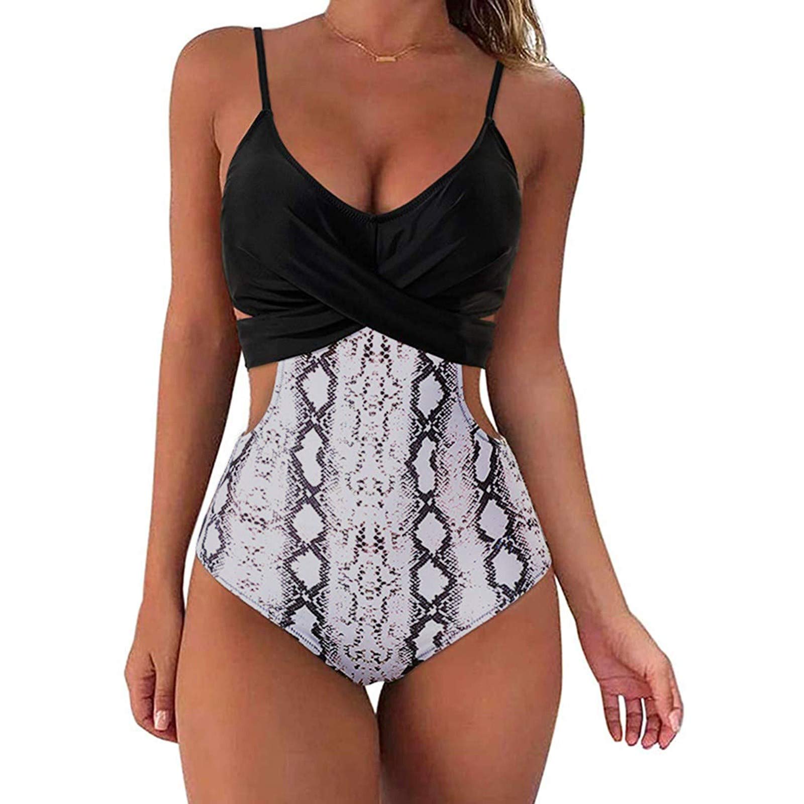Aniywn Women's High Waisted Tummy Control One Piece Swimsuit with Cutout Design & Floral Print - Sexy Bathing Suit for Beach, Pool, Vacation and Summer Swimwear