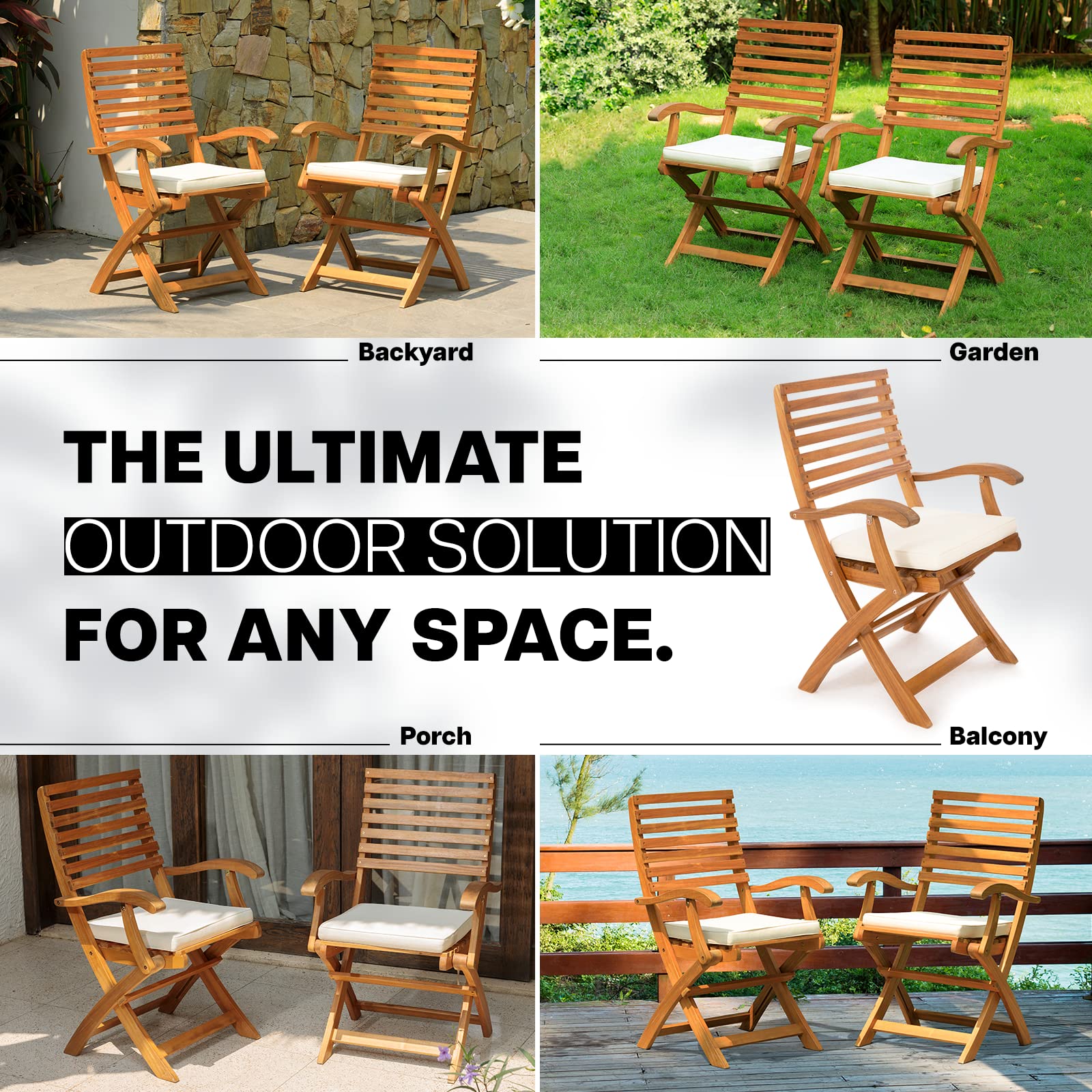Idzo Patio Bistro Armchairs Set of 2 - Outdoor Dining Chairs with Escanor Bistro End Table - Perfect for Backyard, Garden, Patio, and Restaurant Outdoor Seating