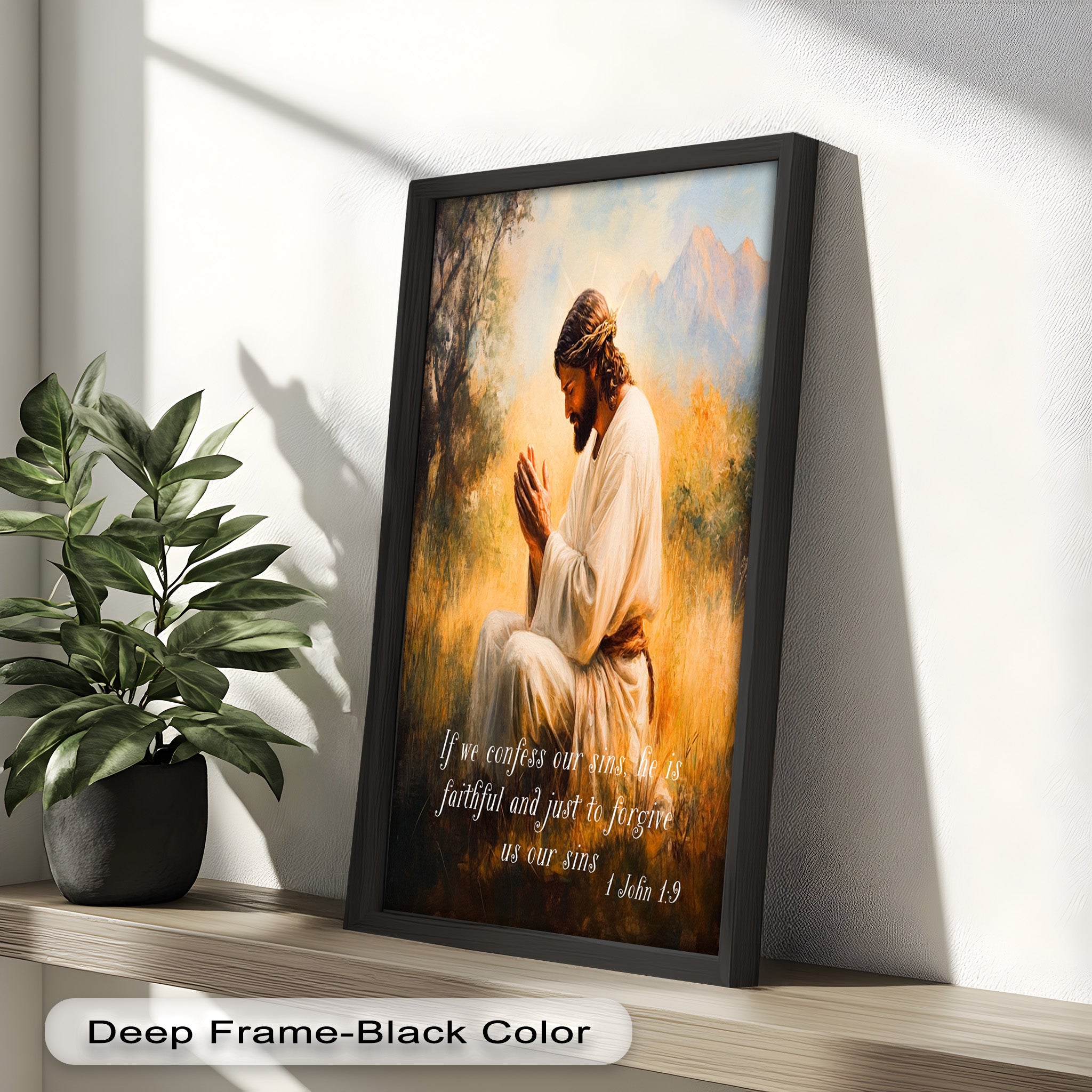 1 John 1:9 Bible Verse Oil Painting - Christian Scripture Wall Art for Home Decor, Church & Prayer Room - Divine Forgiveness Scripture Artwork
