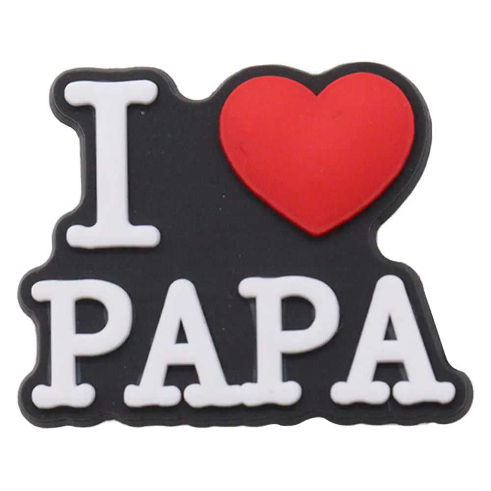 1Pcs I Love Papa Slippers PVC Shoe Button Charms - Best Dad Clog Accessories for DIY, Man Phone Case - Perfect Father's Day Gift for Dad, Husband, Grandfather - Home, Office & Casual Wear