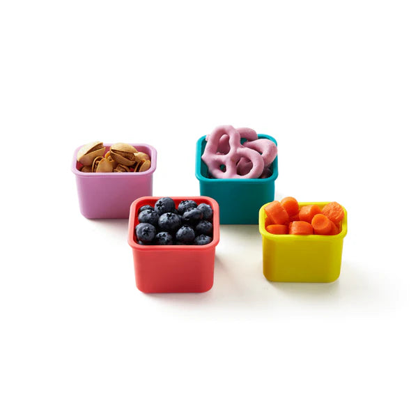 PlanetBox Silicone Pods - Flexible Food Storage Containers for Kids Lunch Box (4 Pack, Rover) - Perfect for School, Picnics & On-the-Go Snacks