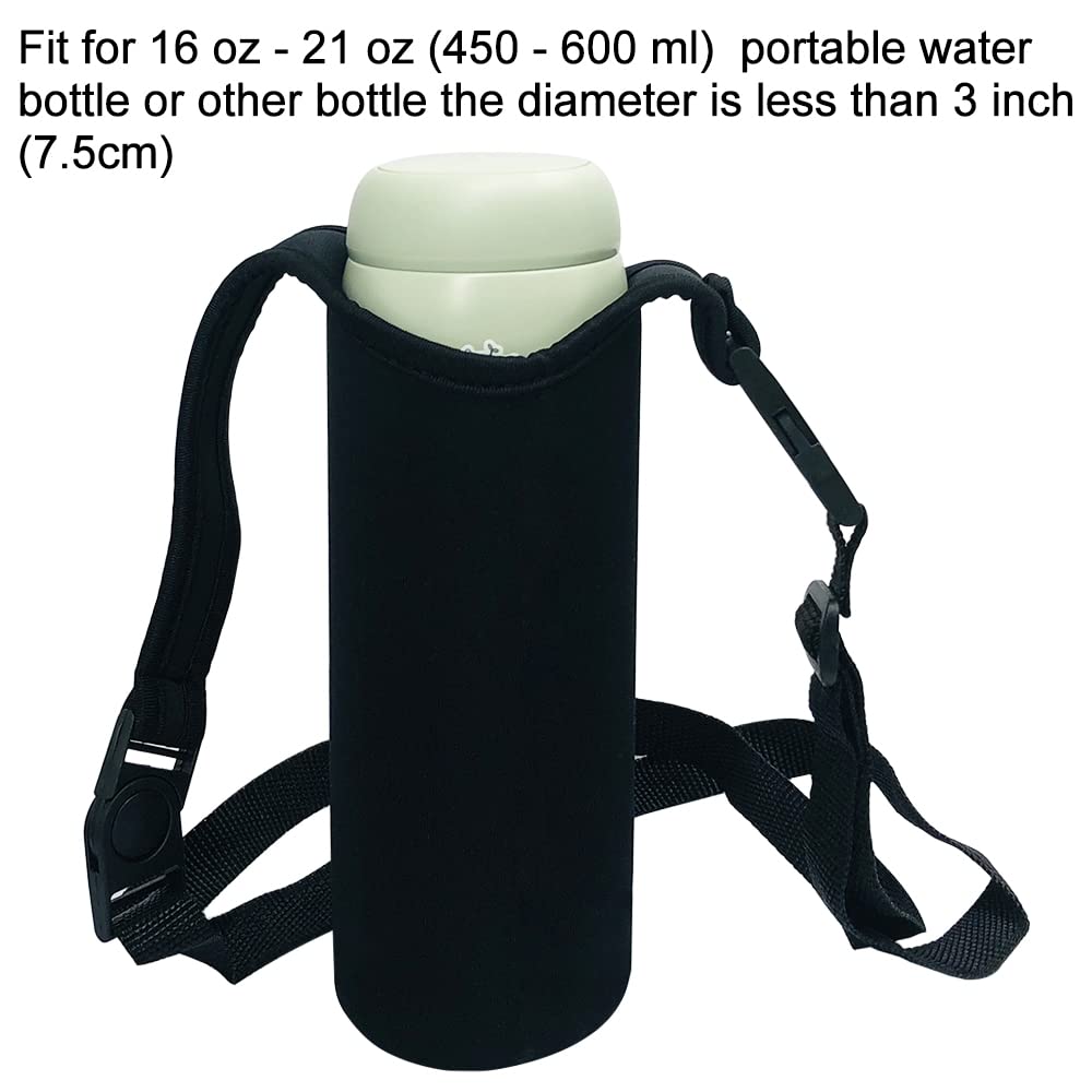 DanziX 4 Pack Insulated Neoprene Water Bottle Carrier with Adjustable Shoulder Straps - Fits 16oz to 20oz Sports Bottles (Black) - Perfect for Gym, Hiking, Camping & Outdoor Activities