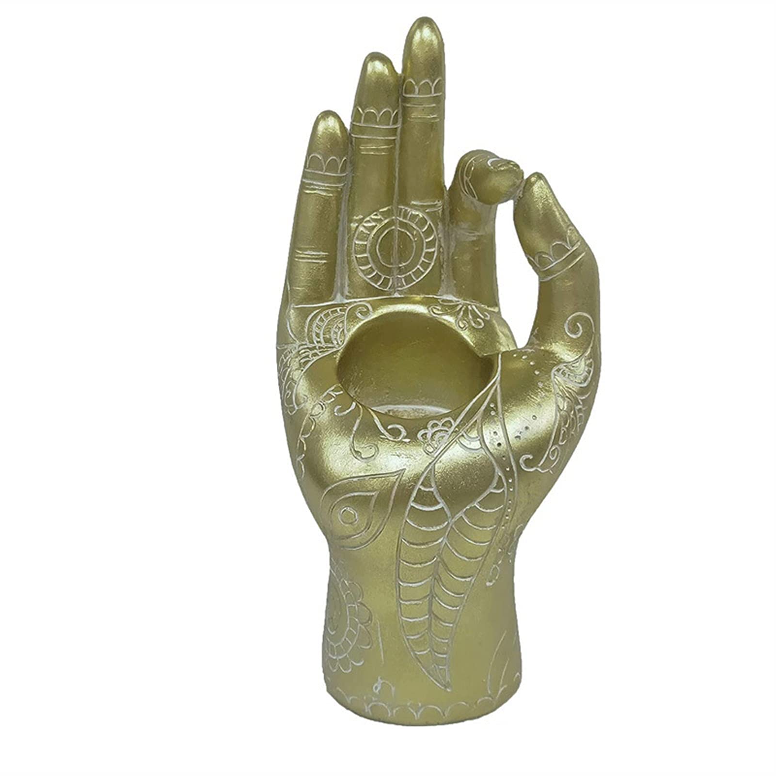 Erik Xian Buddha Hand Candle Holder - Resin Yoga Bergamot Candlestick for Aromatherapy, Home & Dining Table Decor (Gold) | Perfect for Meditation, Yoga Studios & Spa Relaxation