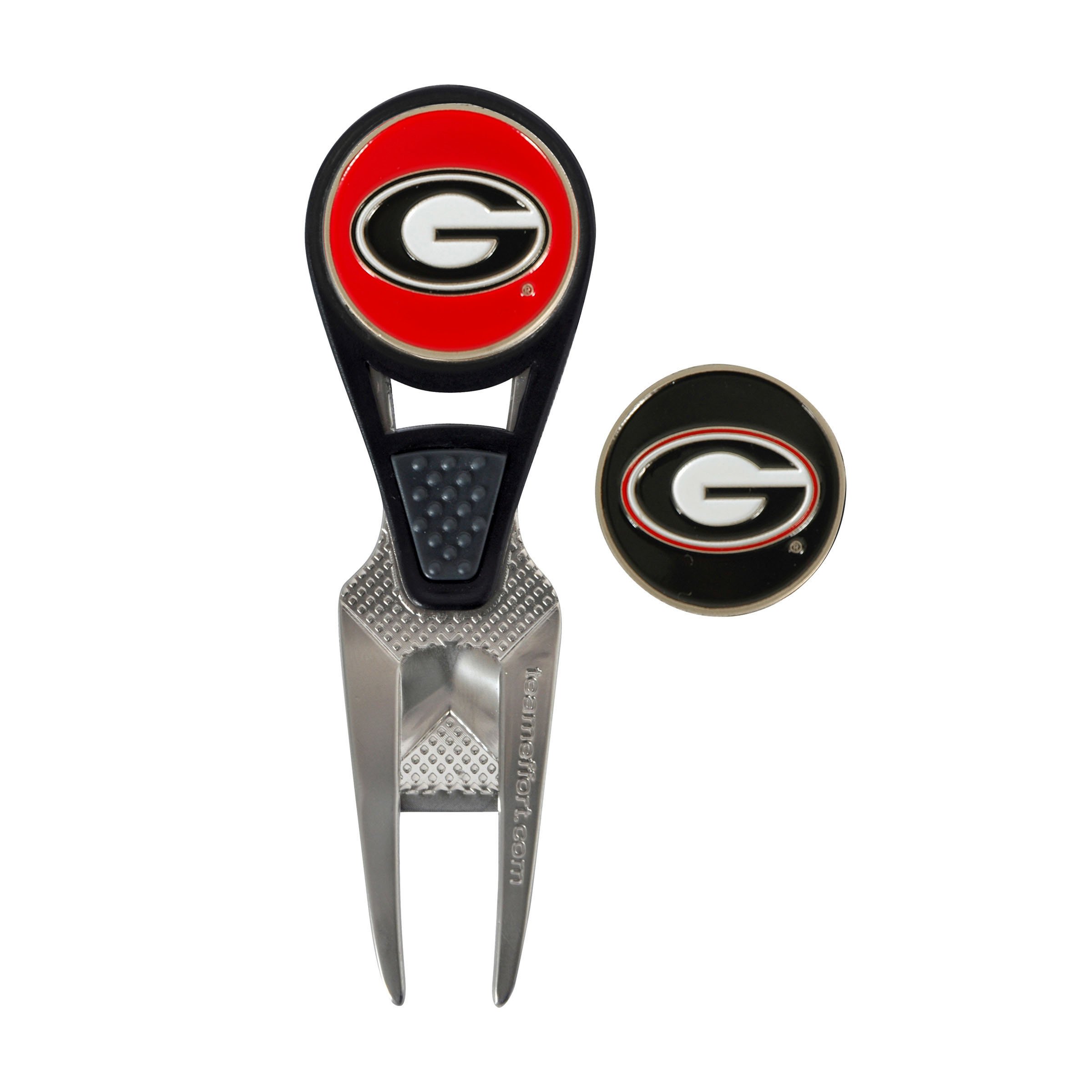 Team Effort Collegiate CVX Ball Mark Repair Tool & 2 Ball Markers - Golf Course Accessories for Divot Repair and Green Maintenance