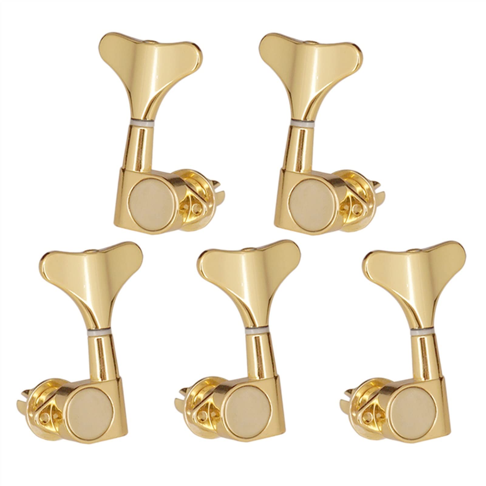 5-Piece Zinc Alloy & Iron Electric Bass Guitar Tuning Pegs - 3 Left & 2 Right Closed Machine Heads in Gold Finish | Perfect for Bass Guitar Maintenance & Replacement Parts