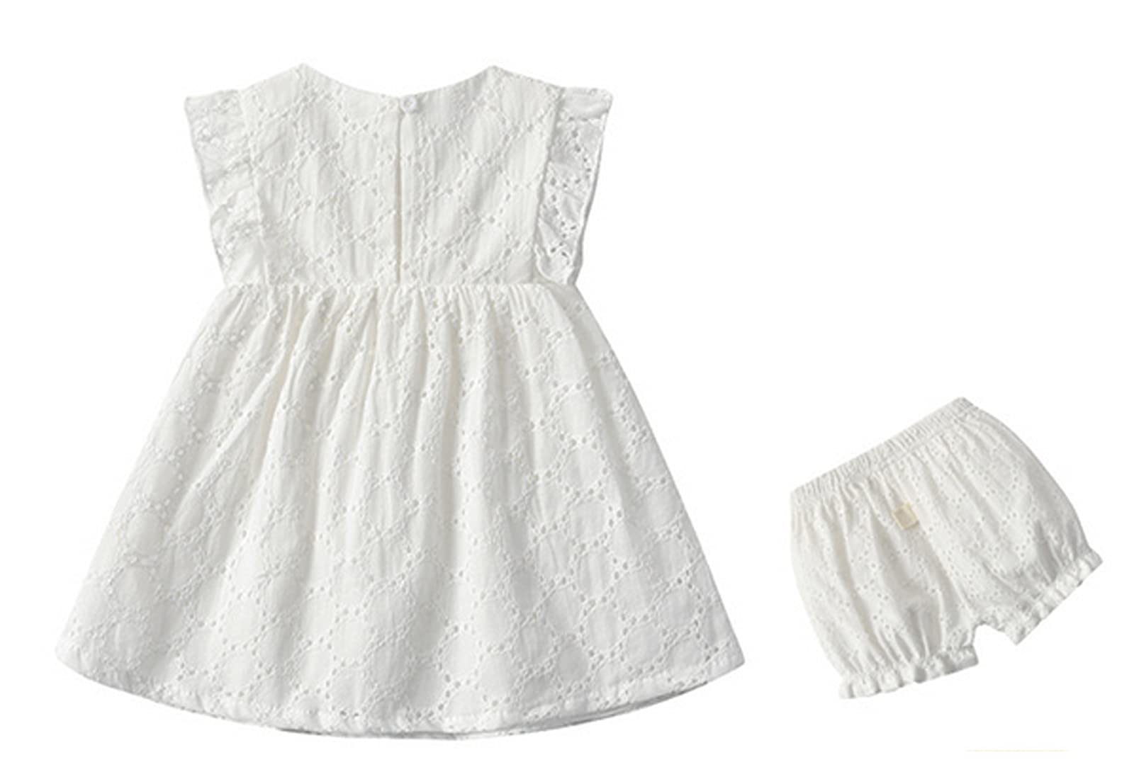 Baby Toddler Girl Princess Lace Sleeveless Dress & Shorts 2-Piece Outfit Set | Formal & Casual Wear | Birthday Party, Photo Shoot, Special Occasion