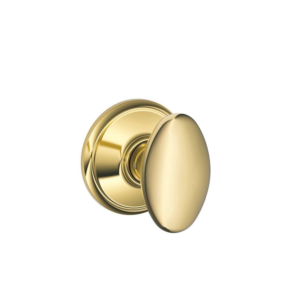 Schlage F10 SIE 605 16-080 10-027 Siena Hall & Closet Door Knob in Bright Brass - Perfect for Bedrooms, Bathrooms & Interior Doors