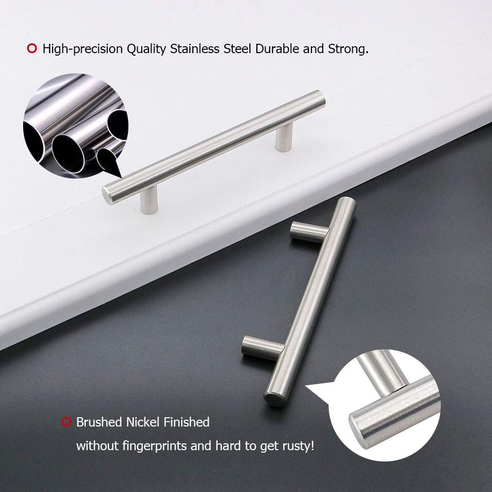 Modern Brushed Nickel Cabinet Handles HD201SN - 4-1/2