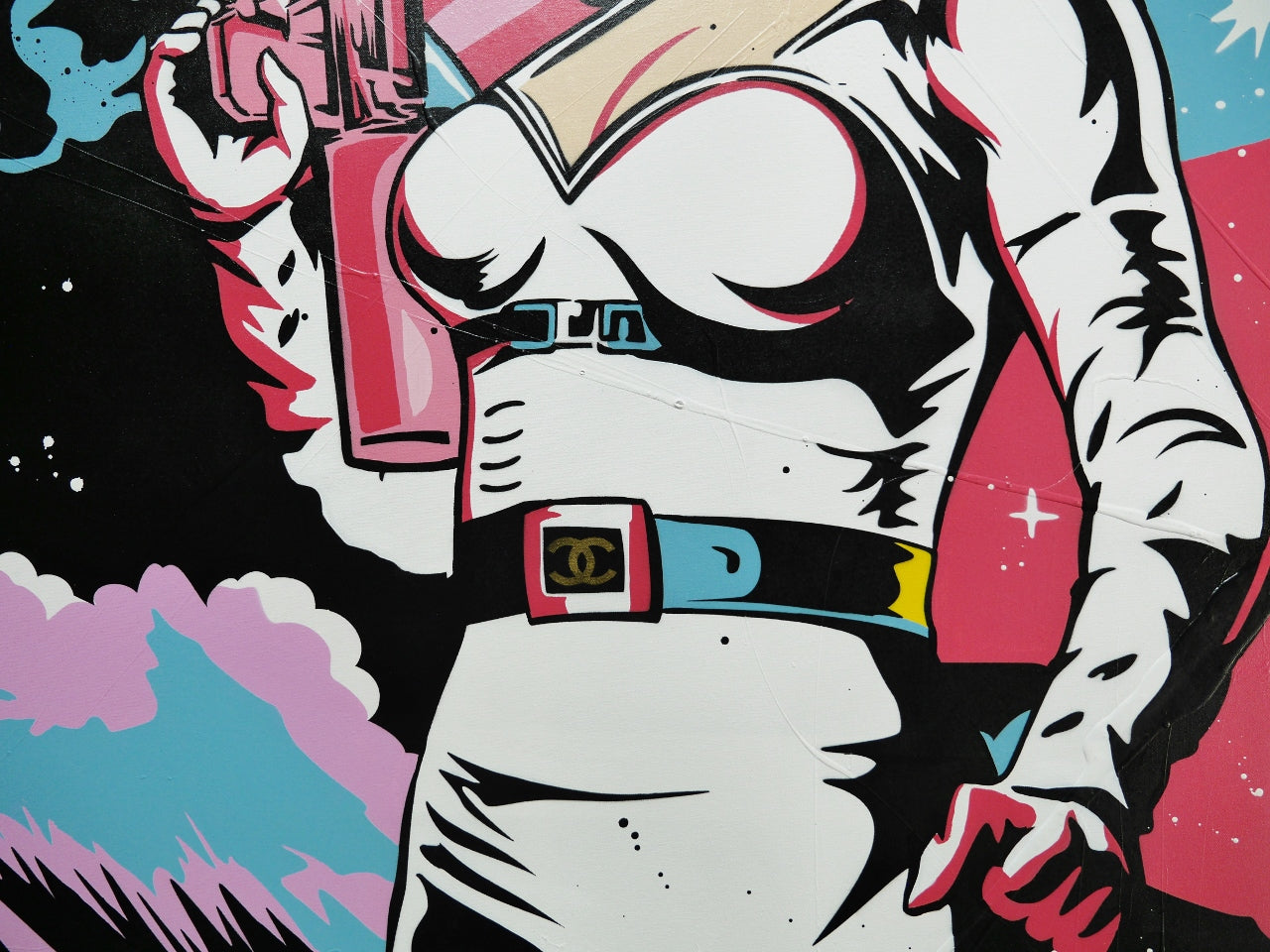 Interstellar Diva 190cm x 100cm Textured Space Ranger Classic Pop Art Canvas Wall Painting - Perfect for Living Room Decor, Bedroom Art & Modern Office Wall Decor