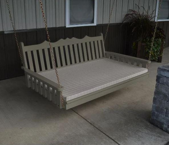Royal English Garden Swing Bed - Solid Yellow Pine Wood Outdoor Patio Furniture for Relaxing in Backyard, Garden or Porch