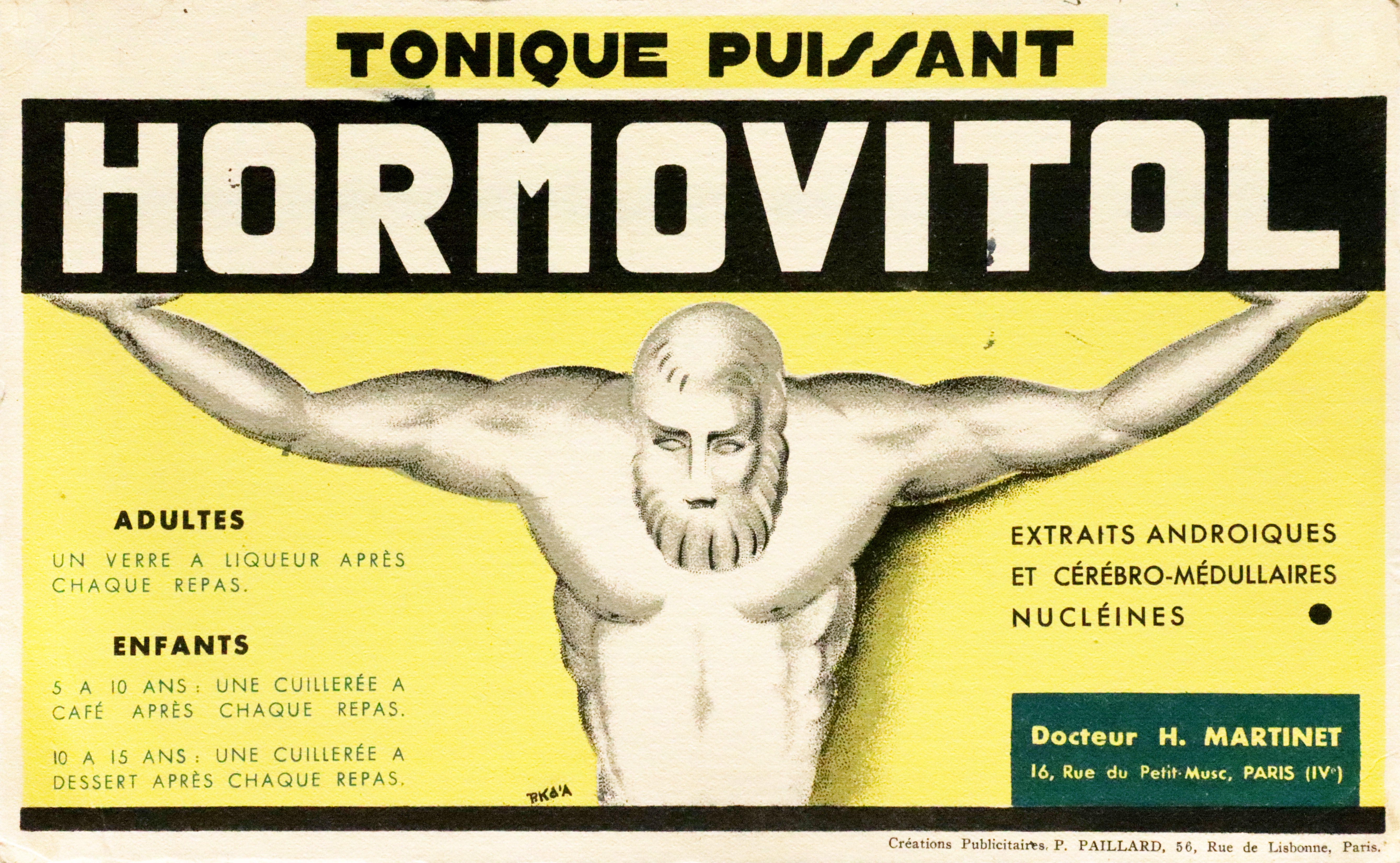 1920s Original Vintage French Blotter - Hormovitol Tonique Puissant Antique Writing Desk Accessory for Classic Office & Home Decor