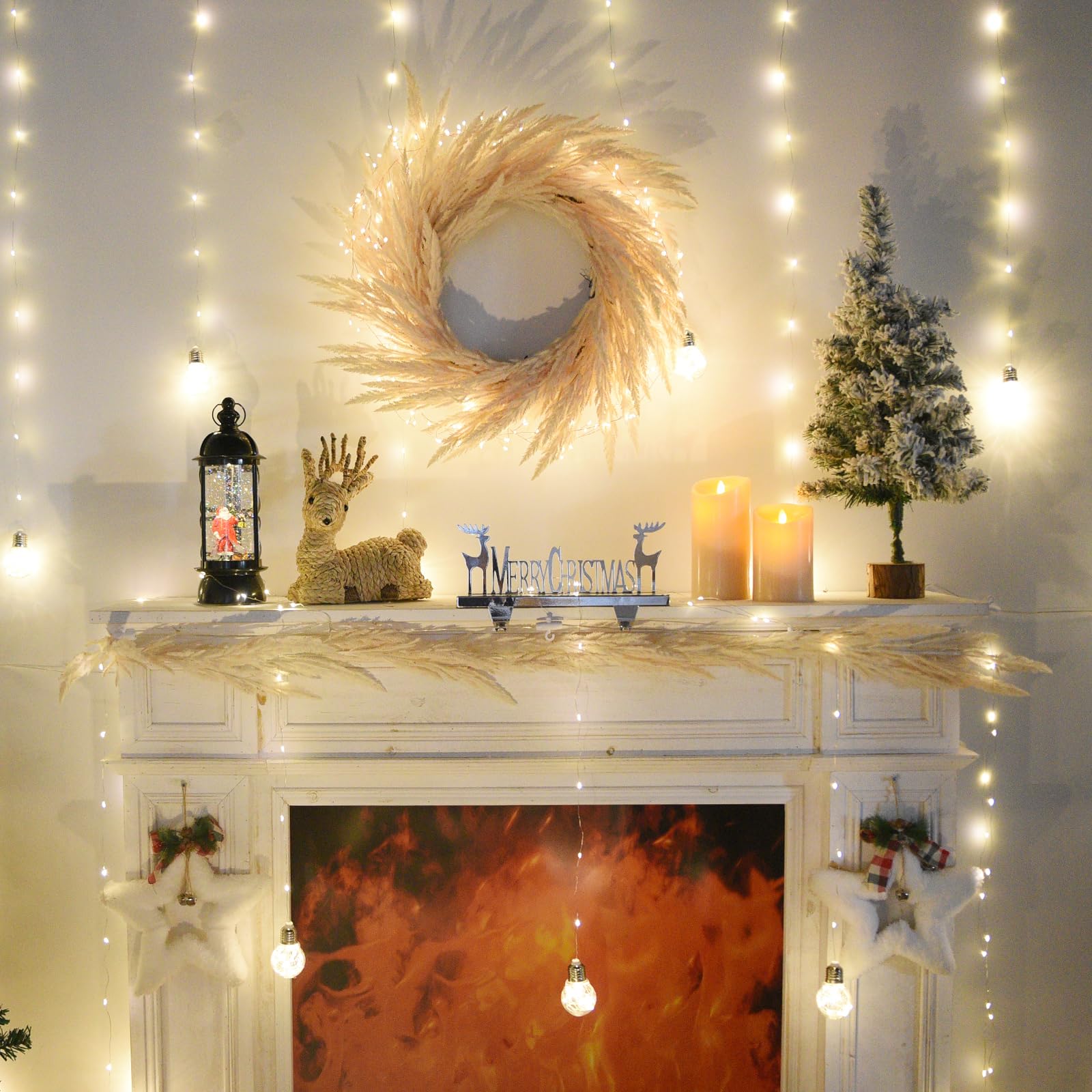 300 LED Fairy Lights for Bedroom Decor - USB/Battery Operated Wishing Ball Curtain Lights with Remote, 8 Lighting Modes - Perfect for Wall, Window, Christmas, Party & Holiday Decoration (Warm White) - Create Cozy Ambiance for Relaxation & Romantic Nights