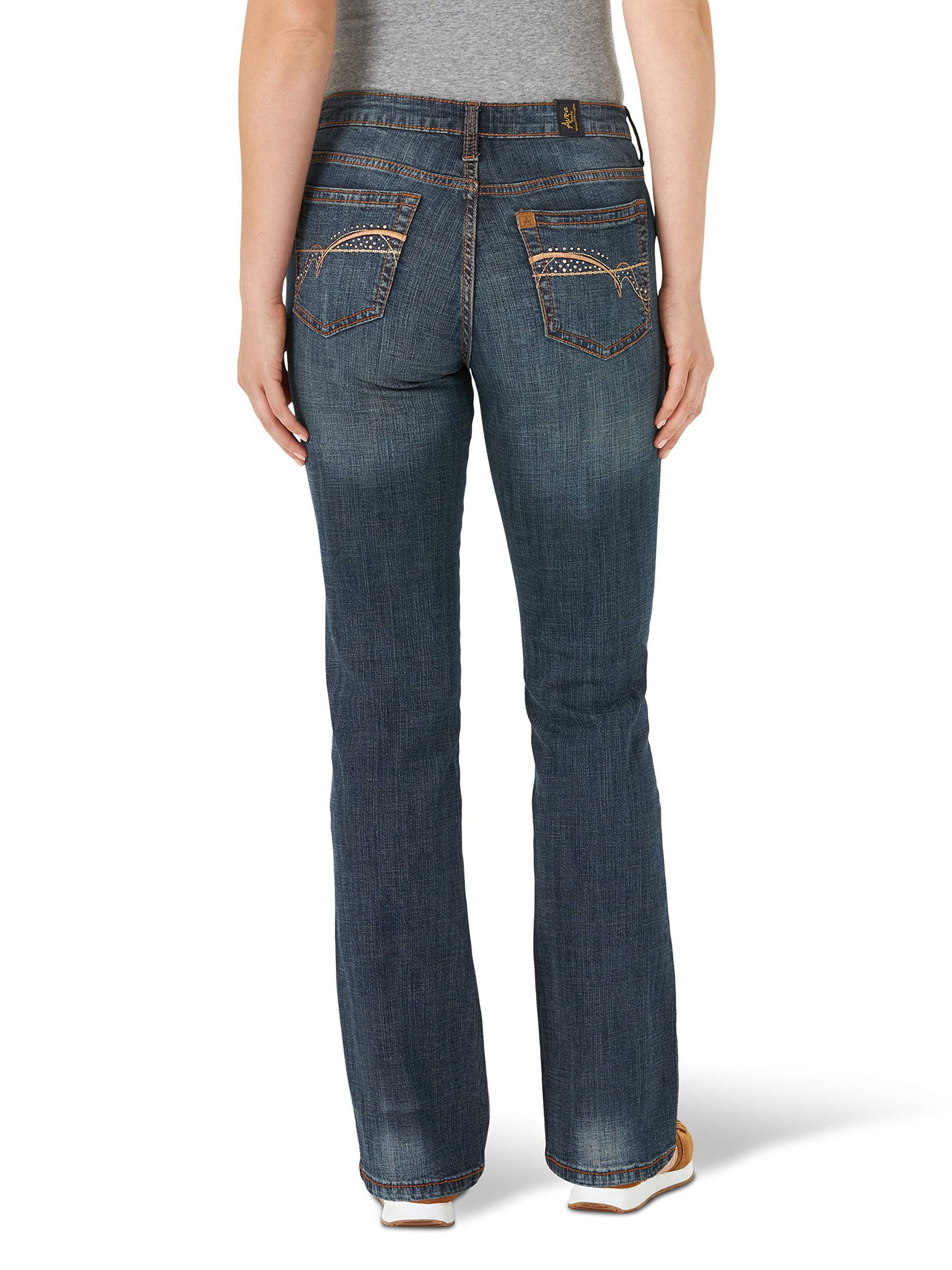 Wrangler Women's Aura Instantly Slimming Mid Rise Boot Cut Jeans - Flattering & Comfortable Denim for Everyday Wear & Casual Outfits