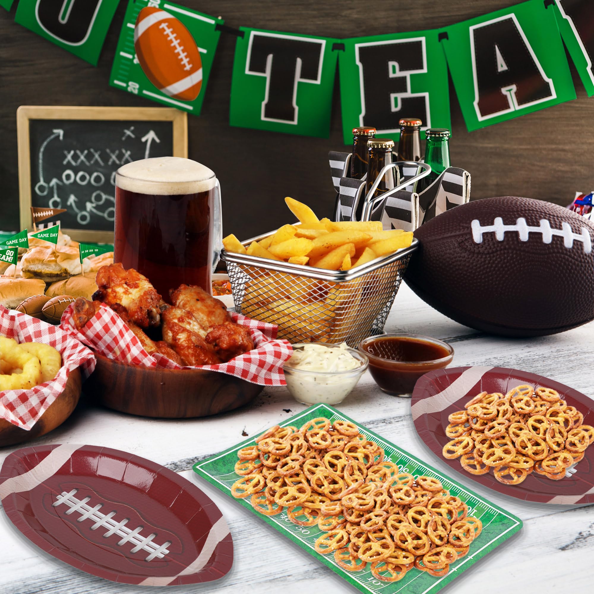Augisteen 48-Pack Football Themed Disposable Paper Plates - Super Bowl Party Supplies, Sports Game Day & Birthday Party Decorations - Perfect for Football Tailgates, Sports-Themed Events, and Birthday Celebrations