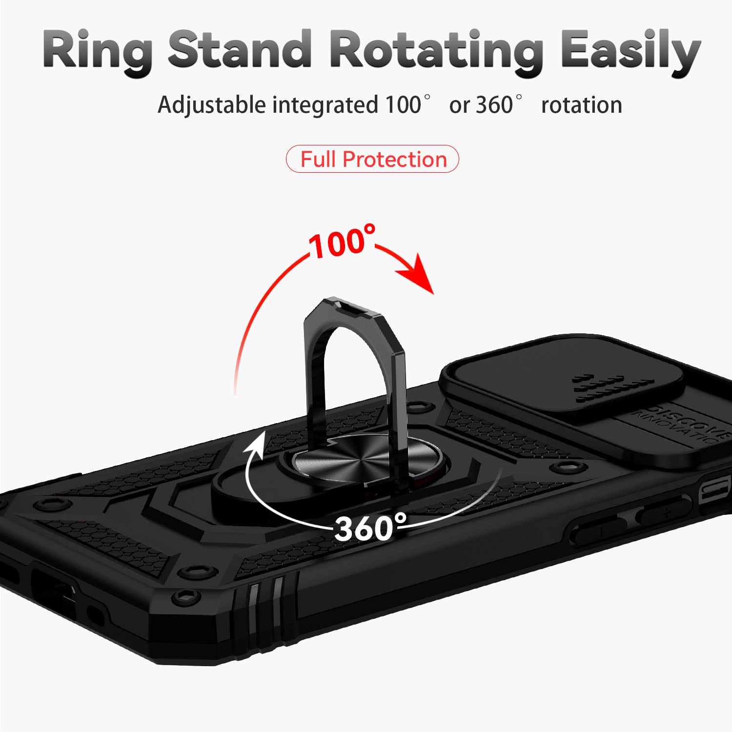 Premium Magnetic Ring Holder Kickstand Case for iPhone 12 Pro Max 6.7 Inch - Military Grade Drop Protection with Camera Lens Cover & HD Screen Protector (Black) | Perfect for Outdoor Adventures, Work & Daily Use