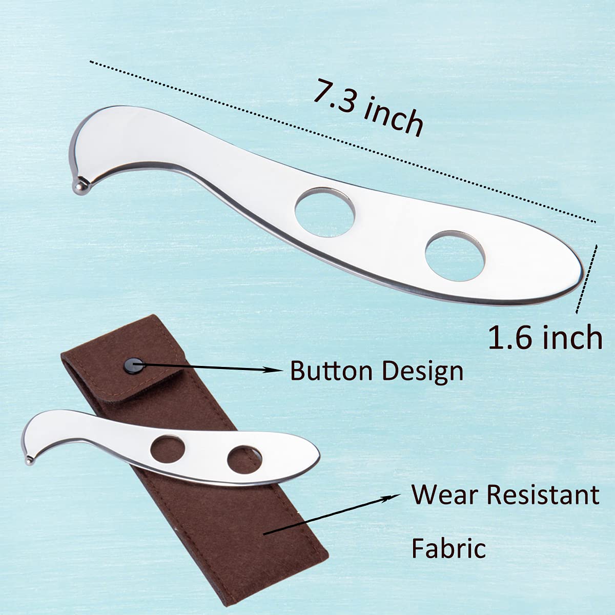 Premium Stainless Steel Gua Sha Scraping Tool - Lymphatic Drainage Massage Board for Cellulite Reduction & Muscle Pain Relief - Spa, Acupuncture & Trigger Point Therapy - Perfect for Facial Rejuvenation & Body Detox at Home or Professional Use