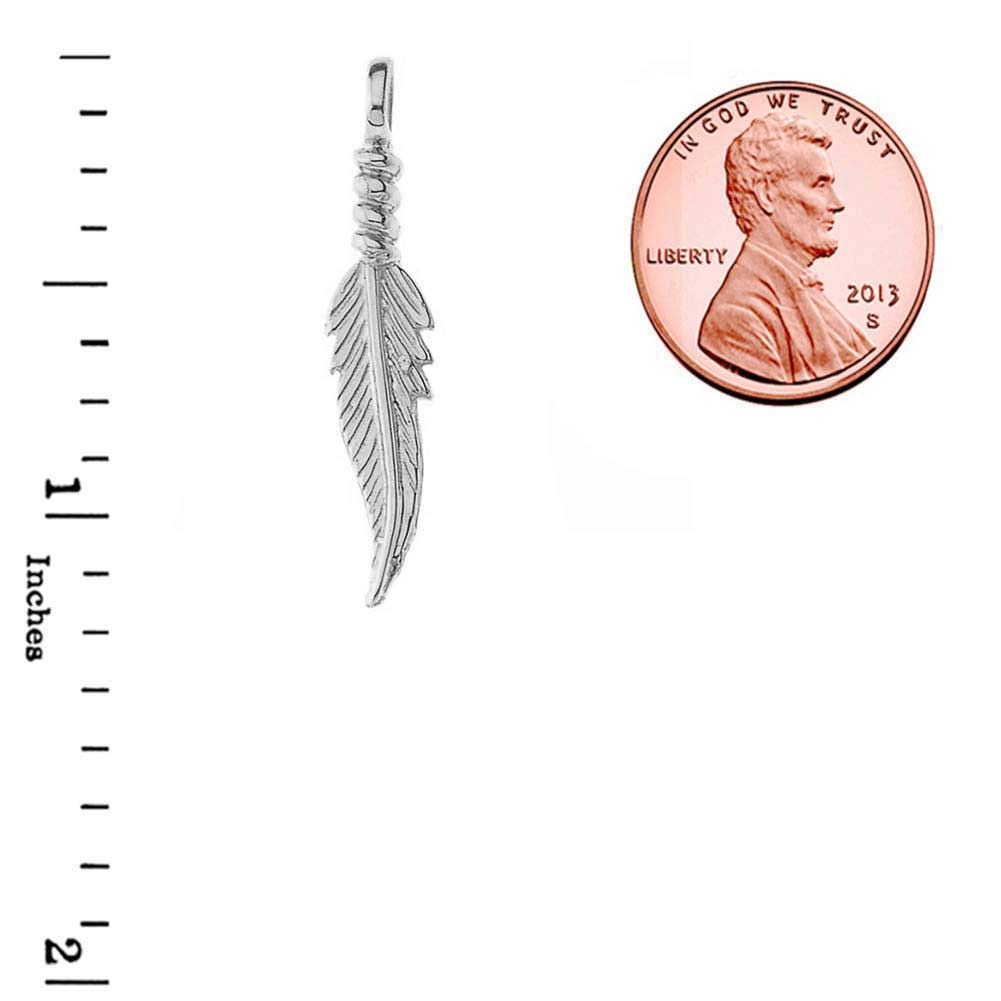 14K White Gold Feather Charm Pendant Necklace for Women - Delicate Dainty Jewelry Gift for Birthday, Anniversary & Special Occasions