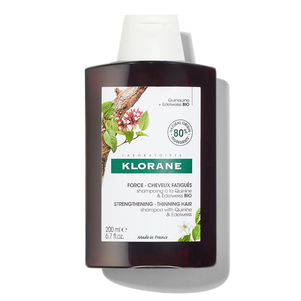Klorane Strengthening Shampoo with Quinine & B Vitamins for Thinning Hair - 6.7 Fl Oz | Volumizing & Hair Growth Treatment for Men & Women | Daily Use for Fine, Weak Hair