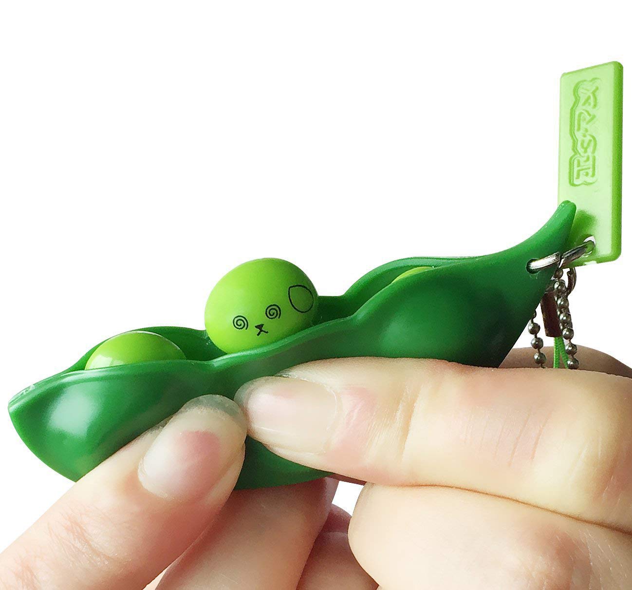 Acerich 3 Pack Edamame Keychain Fidget Toys - Stress Relief Sensory Toys for Anxiety, ADHD & Focus - Squeeze-a-Bean Puchi Puti Mugen Pea Soybean Keychain - Perfect Gift for Kids & Adults - Use at Home, Office or School