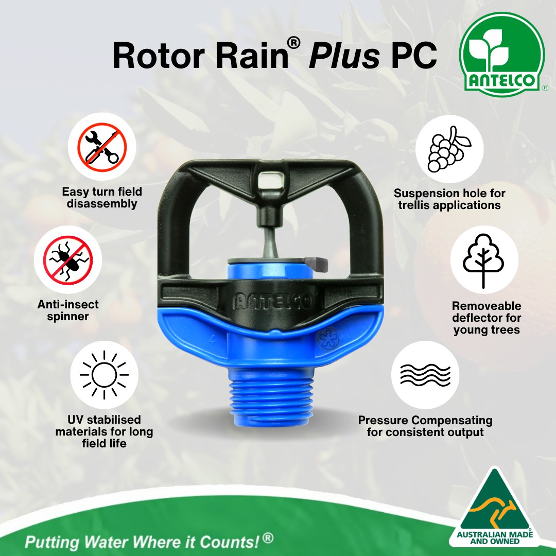 Antelco Rotor Rain Plus Mini PC Pressure Compensating Sprinkler Head with Deflector (3/8MBSP) - Pack of 50 for Lawn, Garden, and Landscape Irrigation Systems - Perfect for Residential and Commercial Watering Solutions
