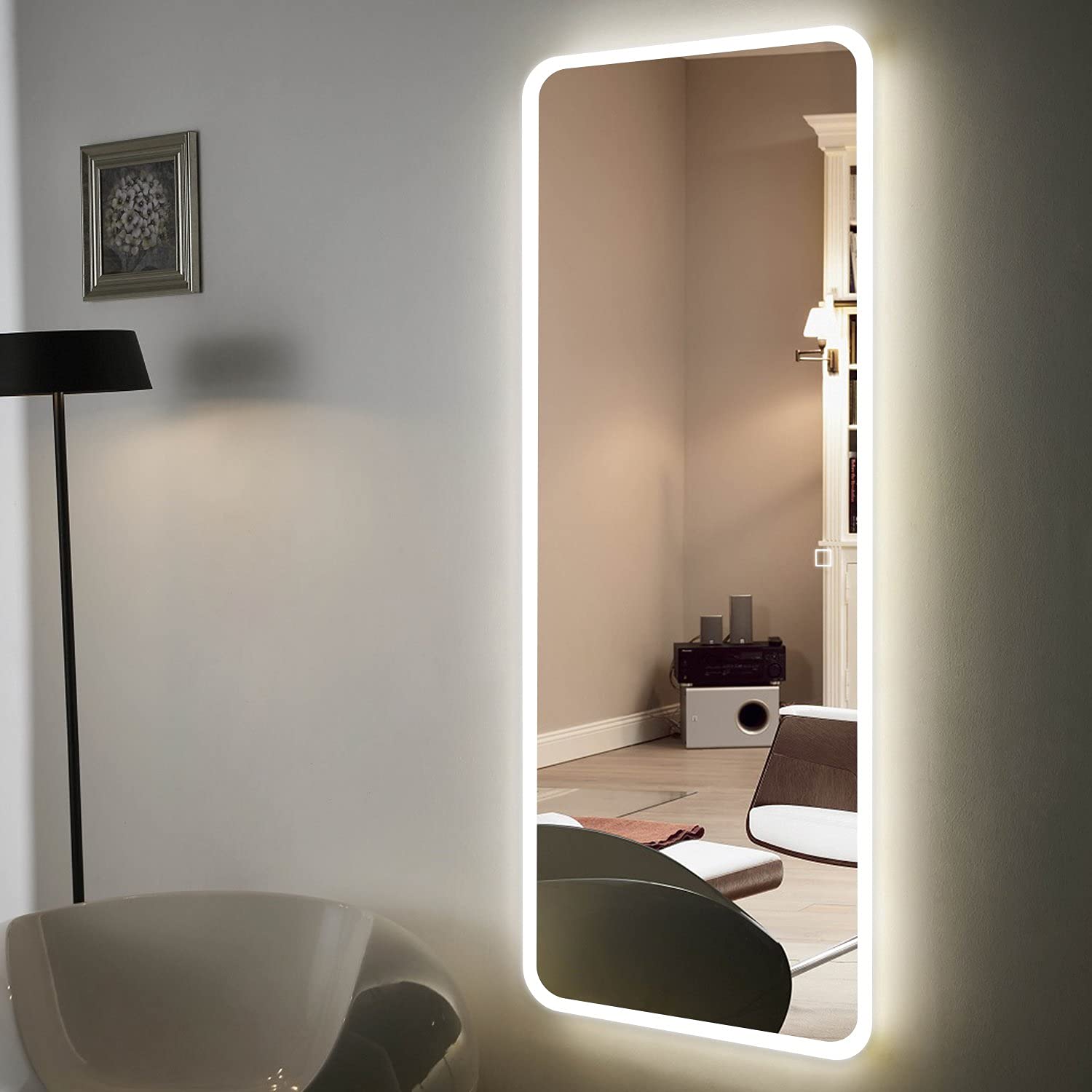 H&A LED Full Length Wall Mirror with Lights - Anti-Fog Bathroom Vanity Mirror with Touch Control, 65