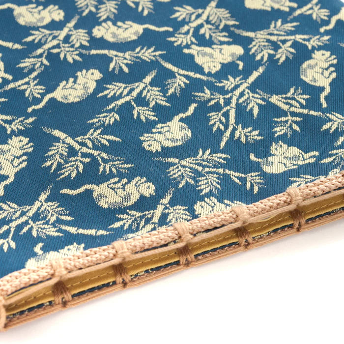 Nishijin Ori Small Drawstring Bag - Handmade Japanese Traditional Craft Purse with Bamboo Groves & Cats Design in Navy Blue | Made in Kyoto Japan | Perfect for Gift, Cosmetics & Jewelry Storage