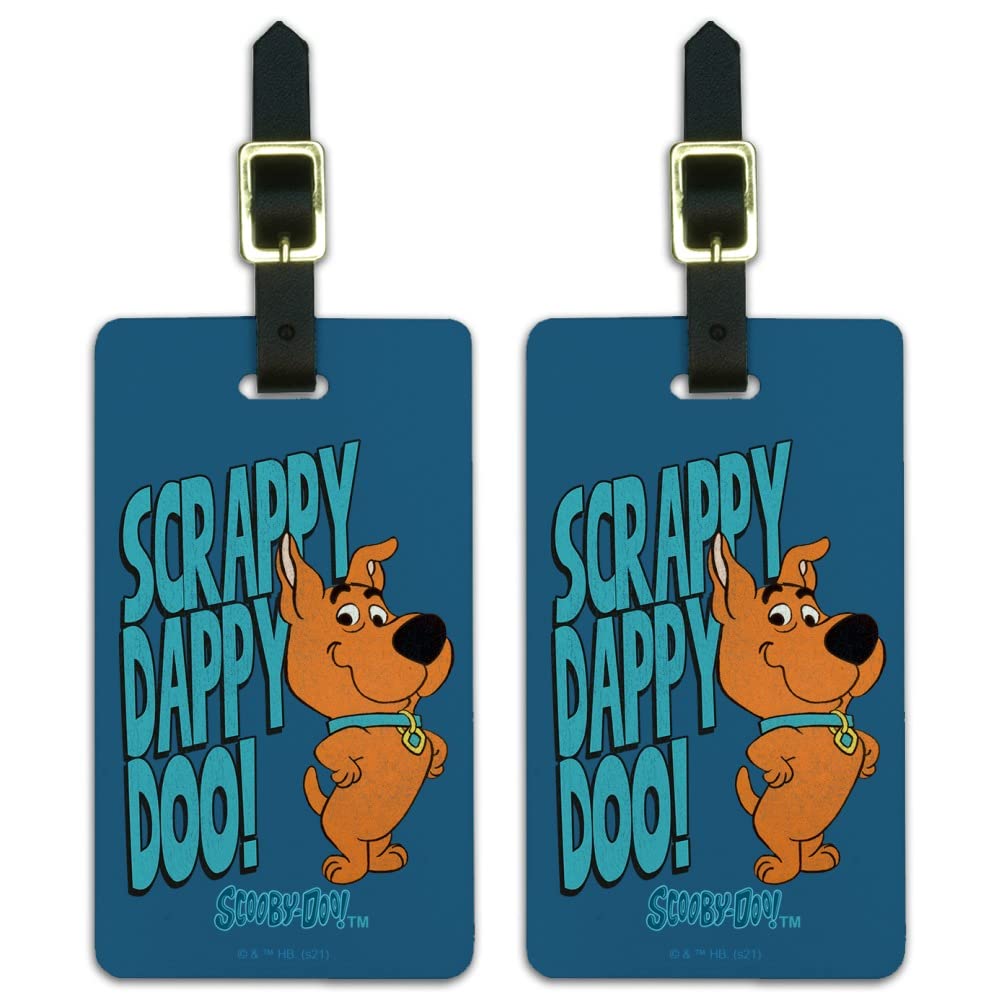 Scrappy Dappy Doo Luggage ID Tags - Waterproof & Durable Suitcase Name Tags for Travel (Set of 2) - Perfect for Carry-On Bags, Backpacks & Checked Luggage