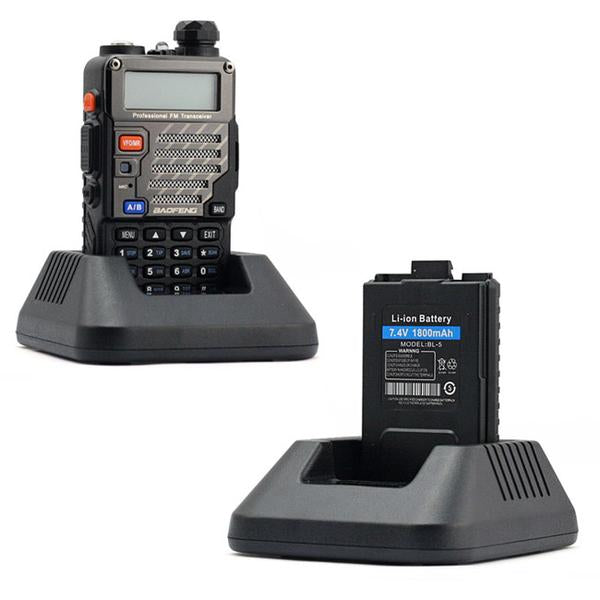 Baofeng UV-5R PLUS Two-Way Radio [5 Pack] - Dual Band 136-174/400-520MHz, 4W/1W Power, 128 Channels, LED Flashlight - Ideal for Outdoor Adventures, Emergency Communication & Hiking