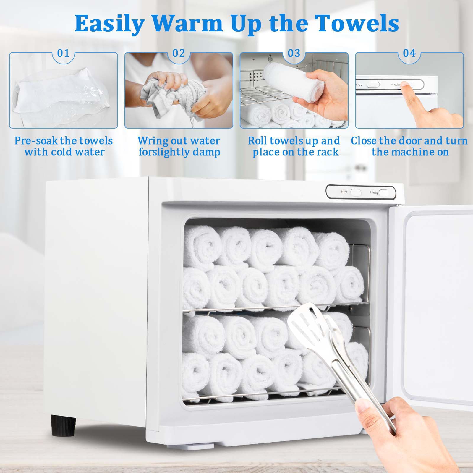 Professional 23L Large Capacity Spa Towel Warmer - Fast Heating 2-in-1 Hot Towel Cabinet for Facials, Salon & Home Use | Perfect for Barber Shops, Estheticians, Gyms & Hotels (White)