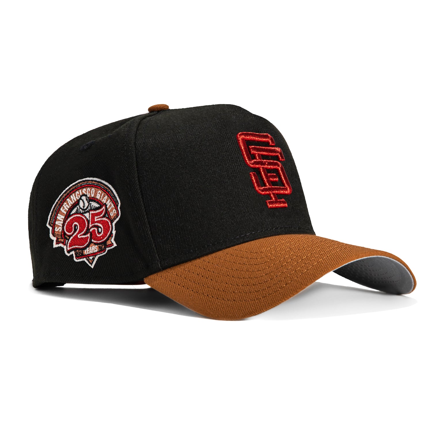 New Era 9Forty A-Frame San Francisco Giants 25th Anniversary Patch Snapback Adjustable Baseball Cap - Black & Brown - Perfect for Baseball Games, Fan Collections and Streetwear Fashion