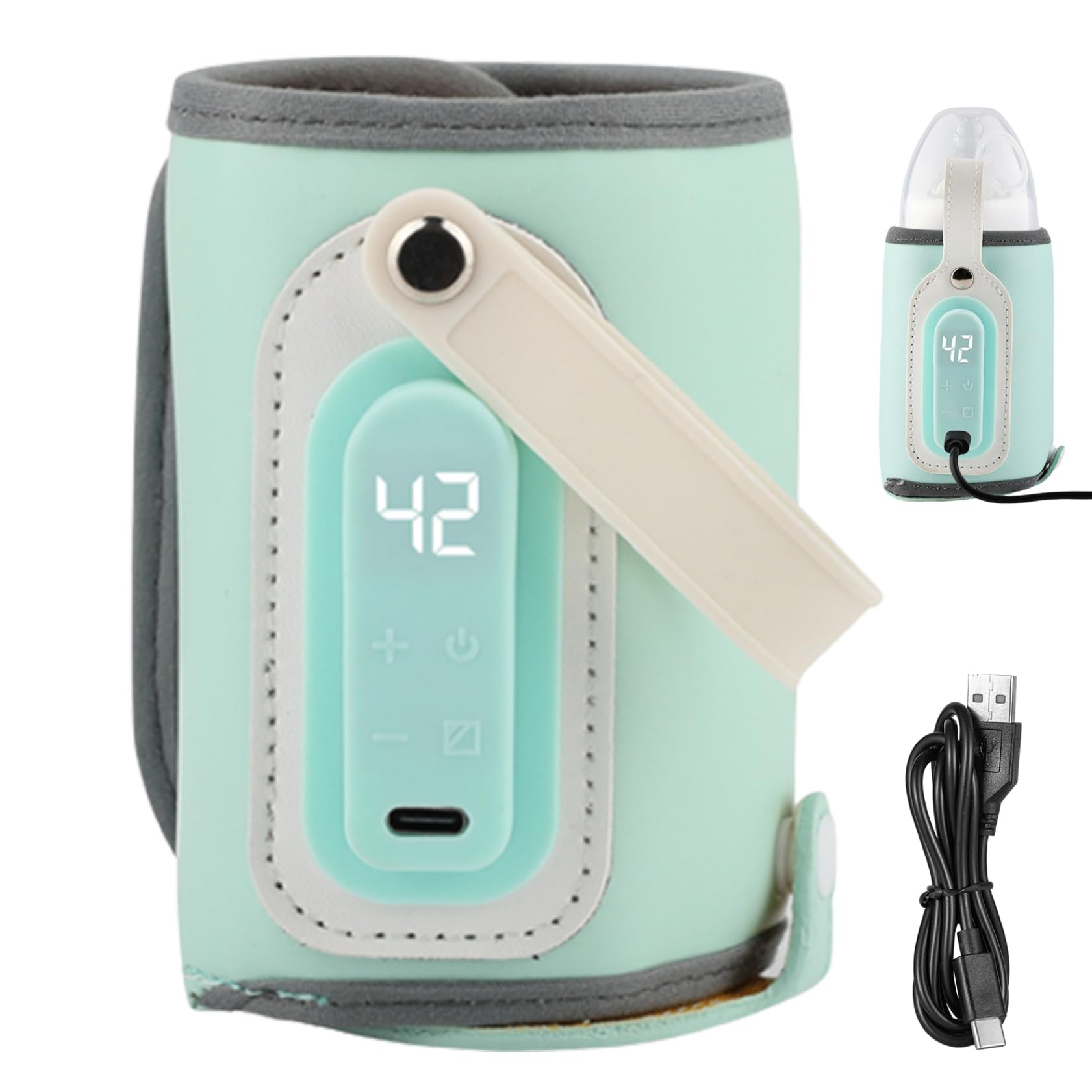 USB Baby Bottle Warmer - 21W Fast Heating Portable Bottle Insulation Cover for Breastmilk & Formula - Perfect for Travel, On-the-Go & Home Use