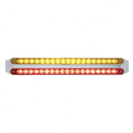 United Pacific 37682 LED Light Bar - Amber & Red Reflector, Stop, Turn, Tail Light - 19 LEDs Per Bar - Chrome/Plastic Housing - Ideal for Trucks, Trailers & Off-Road Vehicles