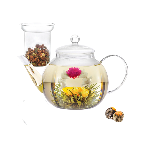 Premium Handblown Glass Teapot for Blooming & Loose Leaf Teas - Perfect for Tea Ceremonies, Gifts & Relaxing Afternoons