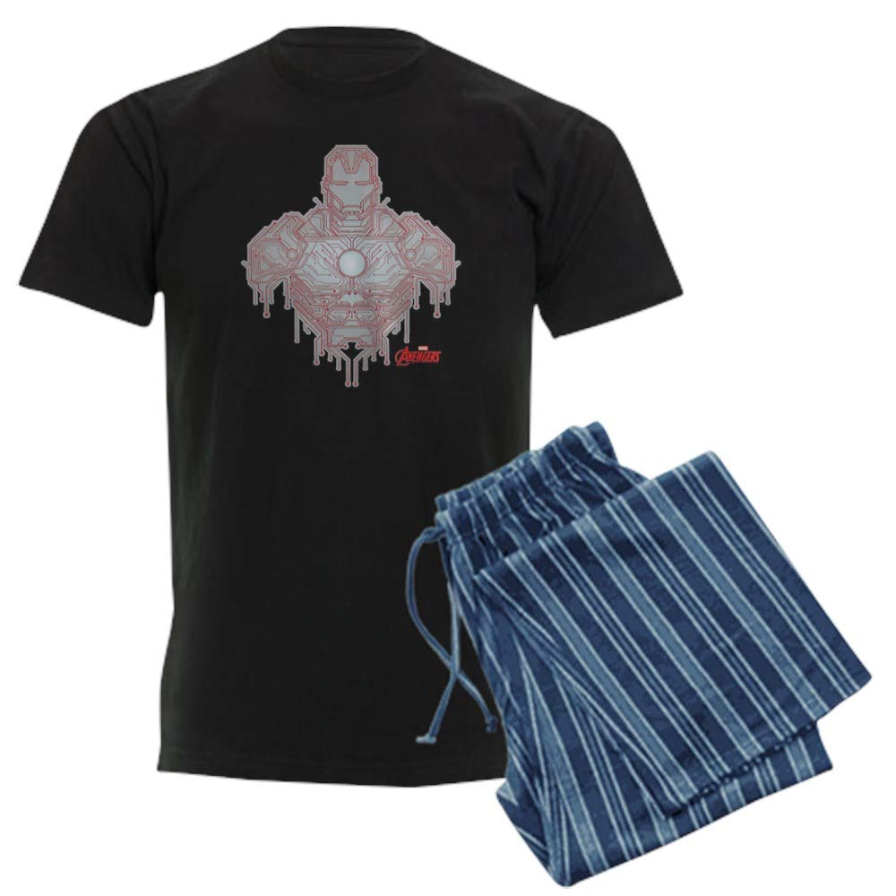 Iron Man Circuit Men's Dark Pajama Set - Superhero Sleepwear for Marvel Fans, Comfortable Cotton Lounge Pajamas for Movie Nights & Sleepovers