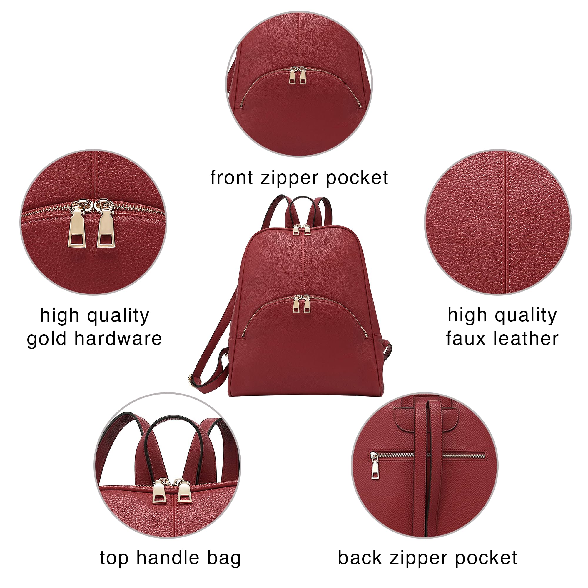 Stylish Scarleton Mini Backpack Purse for Women - Top Handle Travel Backpack with Adjustable Straps, Durable & Lightweight (Red) - Perfect for Work, School, Travel & Daily Commute