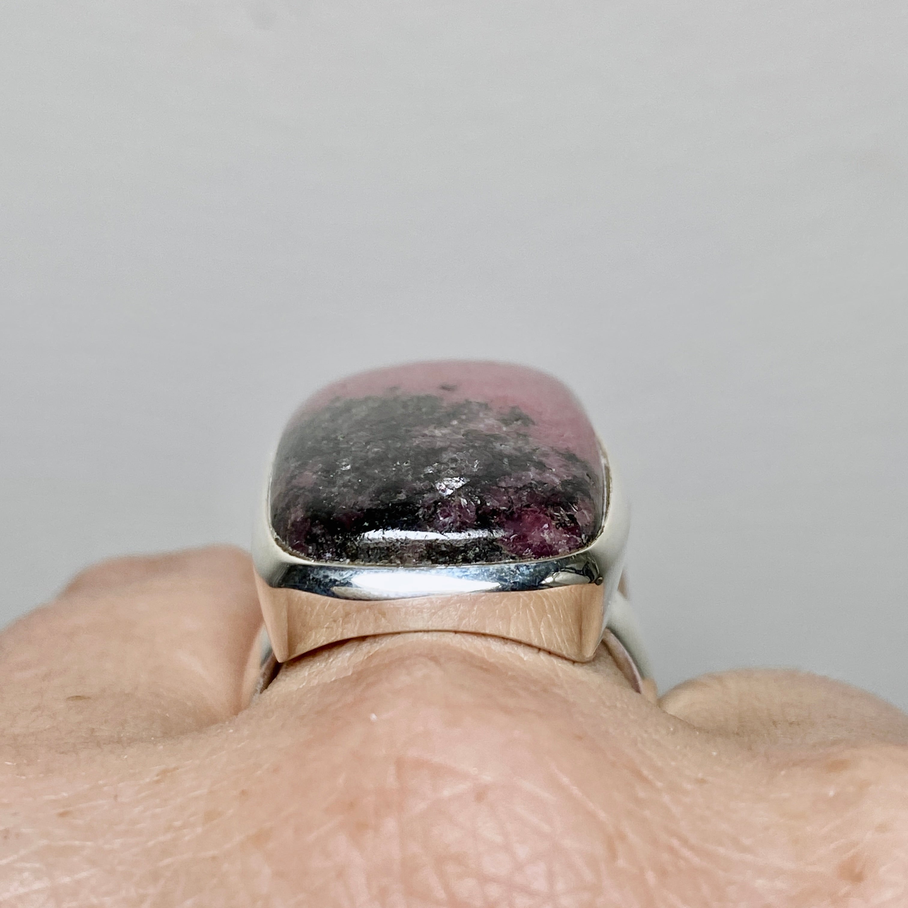 Rhodonite Rectangular Cabochon Ring - Size 10.5 PRGJ896 - Elegant Healing Stone Jewelry for Women, Perfect for Meditation, Energy Balancing & Spiritual Gifts