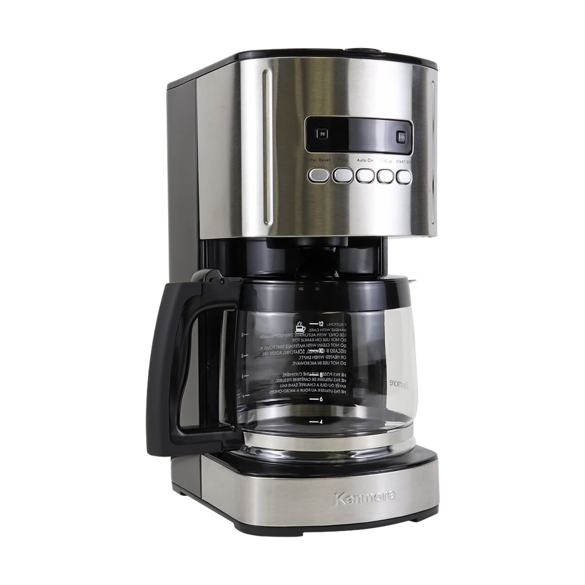 Kenmore 840704 12-Cup Programmable Coffee Maker with Stainless Steel/Black Finish - 3-Pack for Home, Office, or Restaurant Use - Perfect for Brewing Large Batches of Coffee Quickly and Efficiently