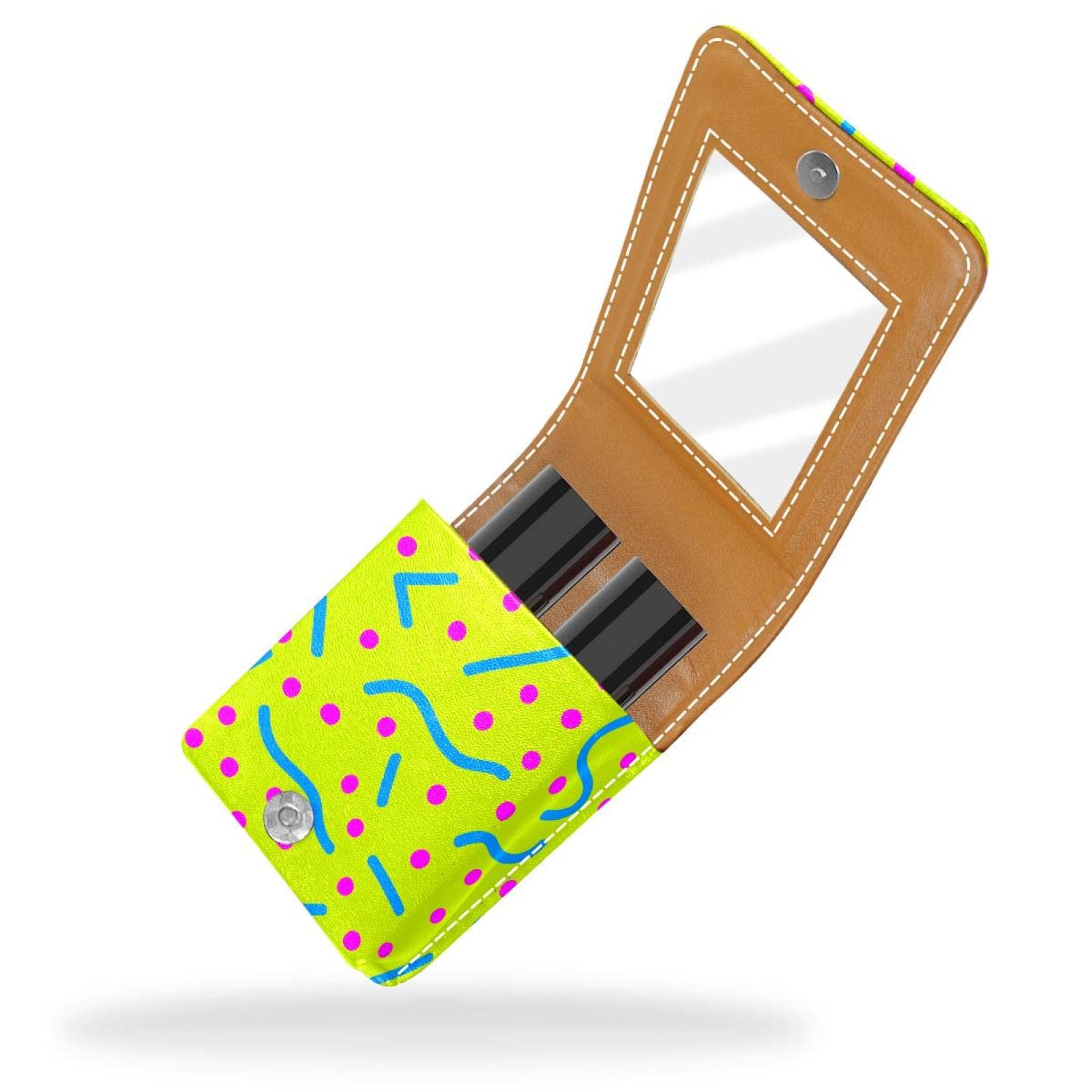 Personalized Lipstick Case - Portable Makeup Bag & Cosmetic Pouch Organizer with Unique Blue Lines Green Design | Perfect for Travel, Gift & Daily Makeup Storage