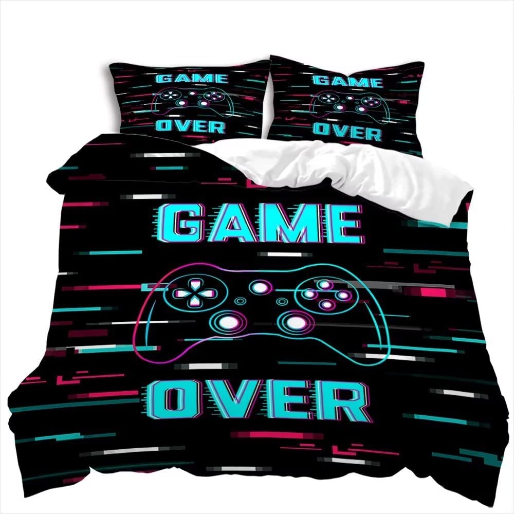 Gaming Duvet Cover Twin Size for Boys & Teens - 2 Piece Video Game Bedding Set with Controller Design & Pillowcase - Perfect for Game Room Decor & Teen Bedroom Themes