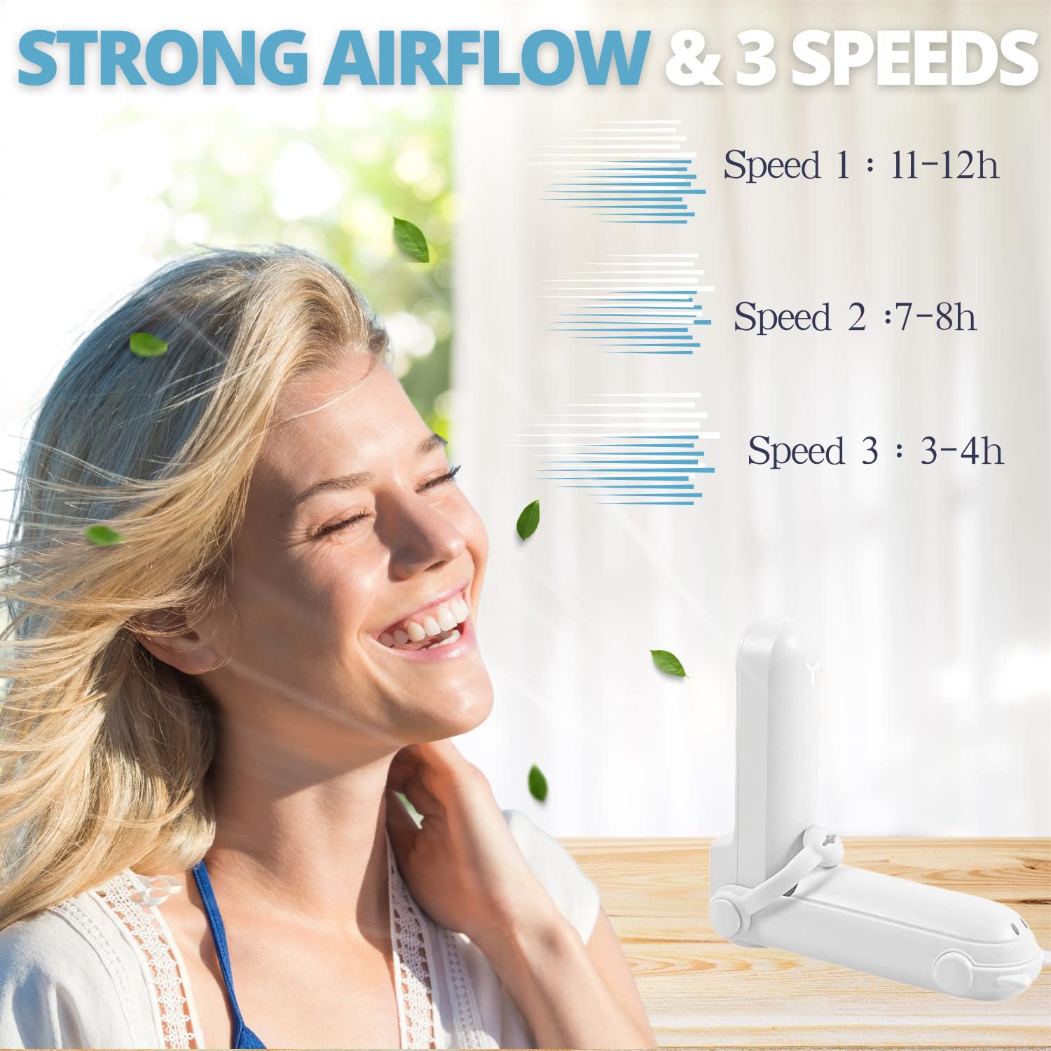 Portable Rechargeable Handheld Fan with USB Power Bank & LED Flashlight - Foldable, Battery Operated Mini Fan for Desktop, Outdoor, Travel, Camping & Emergency Use