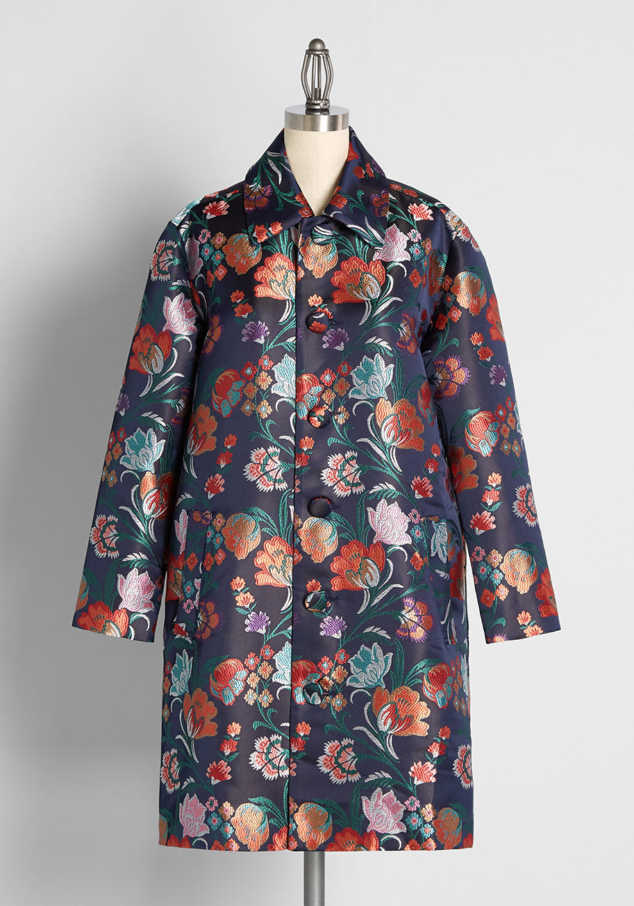 Stylish Brocade Car Coat for Men & Women - Vintage Inspired Outerwear for Fall & Winter | Perfect for Casual Outings & Special Occasions