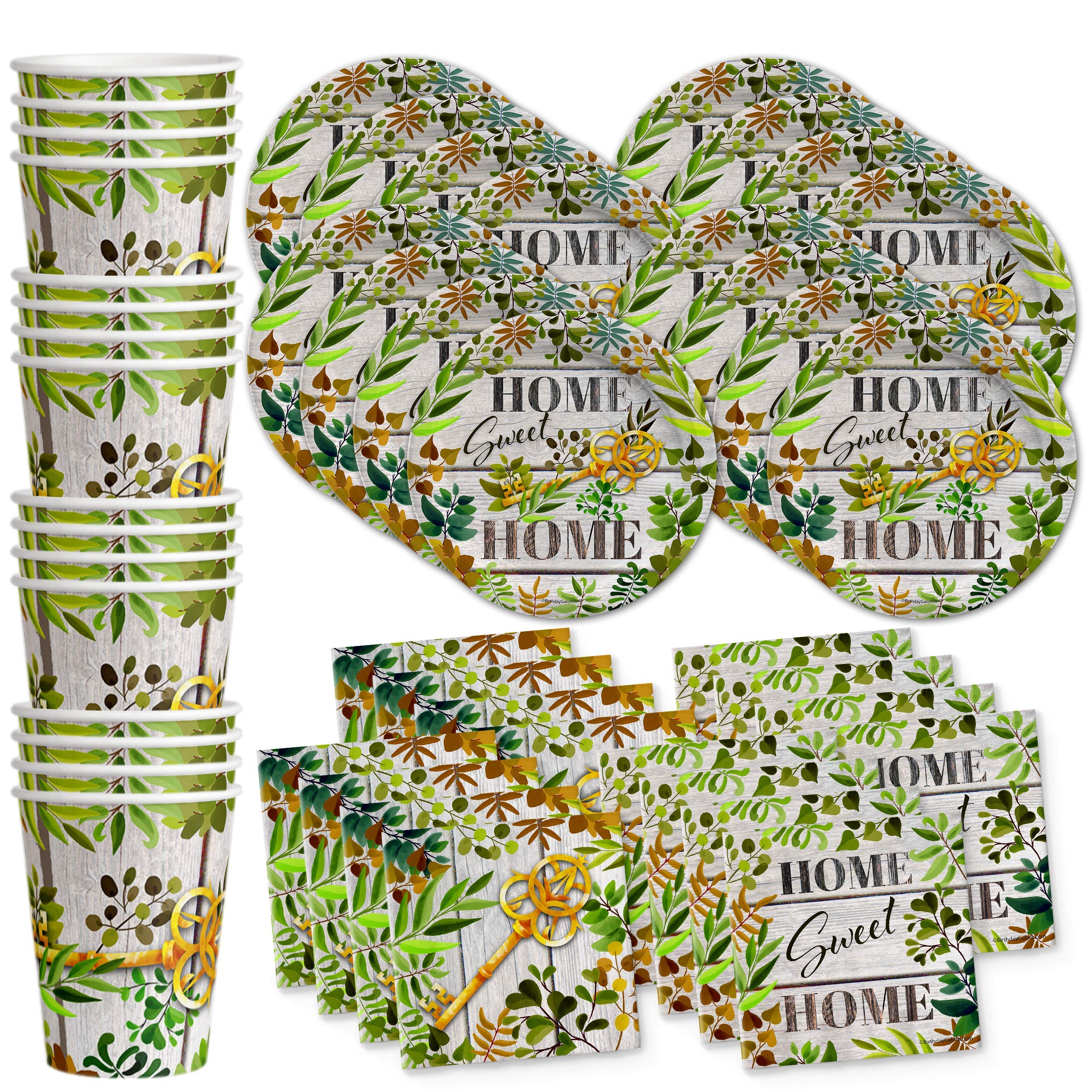 Housewarming Party Supplies Set - 16-Piece Tableware Kit with Plates, Napkins & Cups for Home Sweet Home Celebrations | Perfect for New Home Parties, Bridal Showers & Family Gatherings