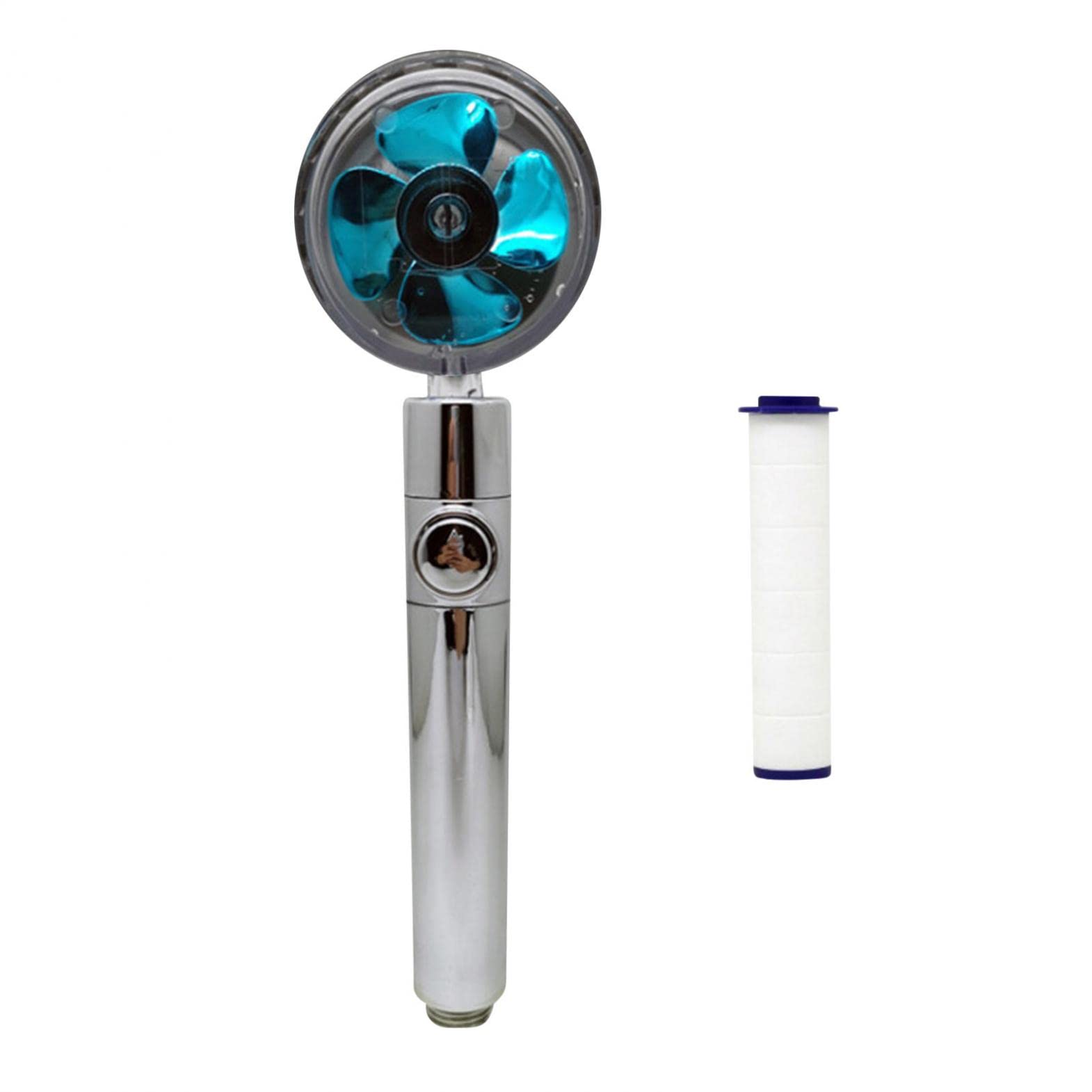 **High-Pressure Shower Head with Handheld - 360° Rotating Turbo Propeller, Built-in Filter & Pause Switch - Perfect for Low Water Pressure & Relaxing Spa-Like Showers**