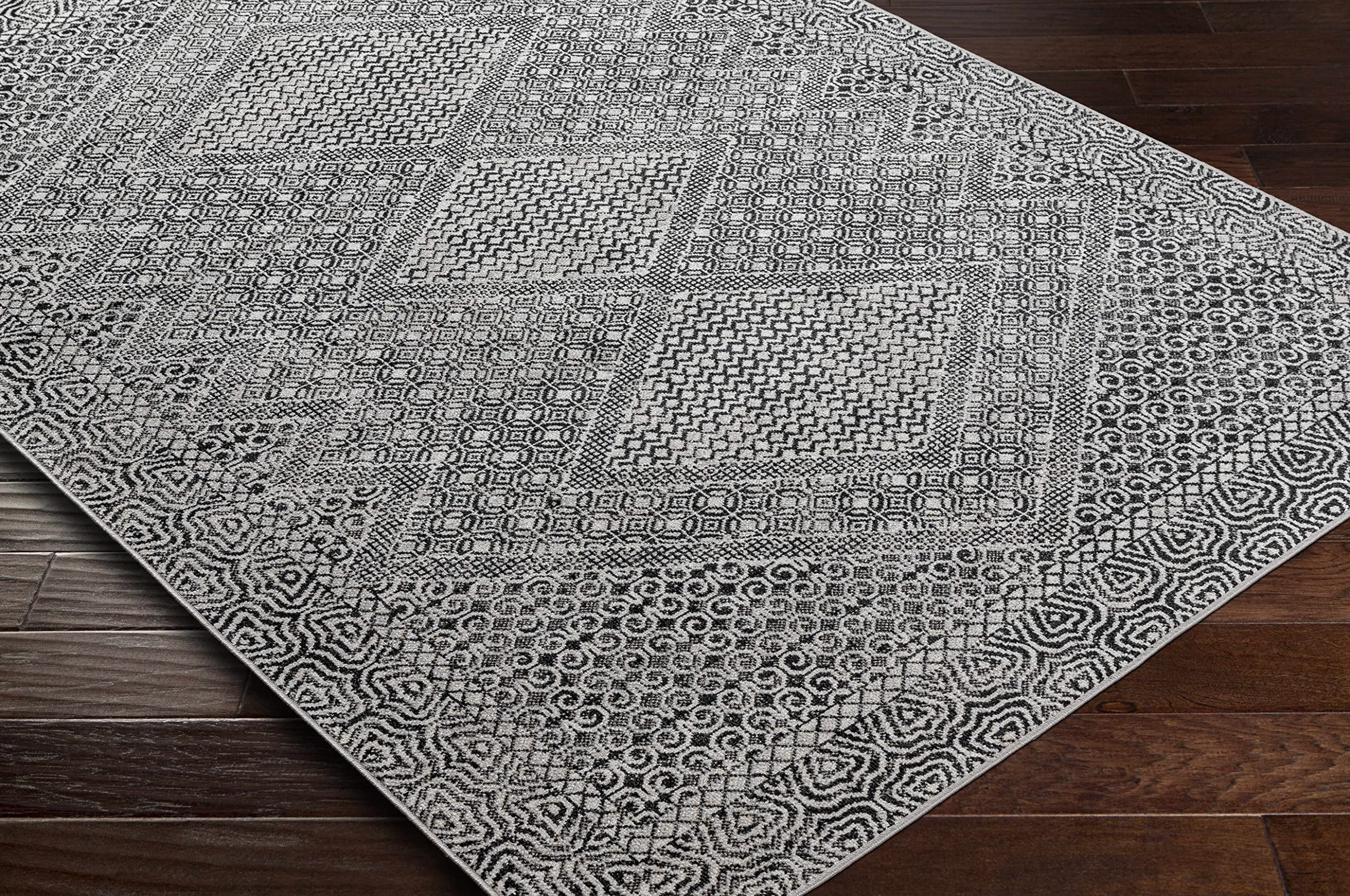 Hauteloom Consuelo Washable Area Rug - Black & Gray Round 6'7