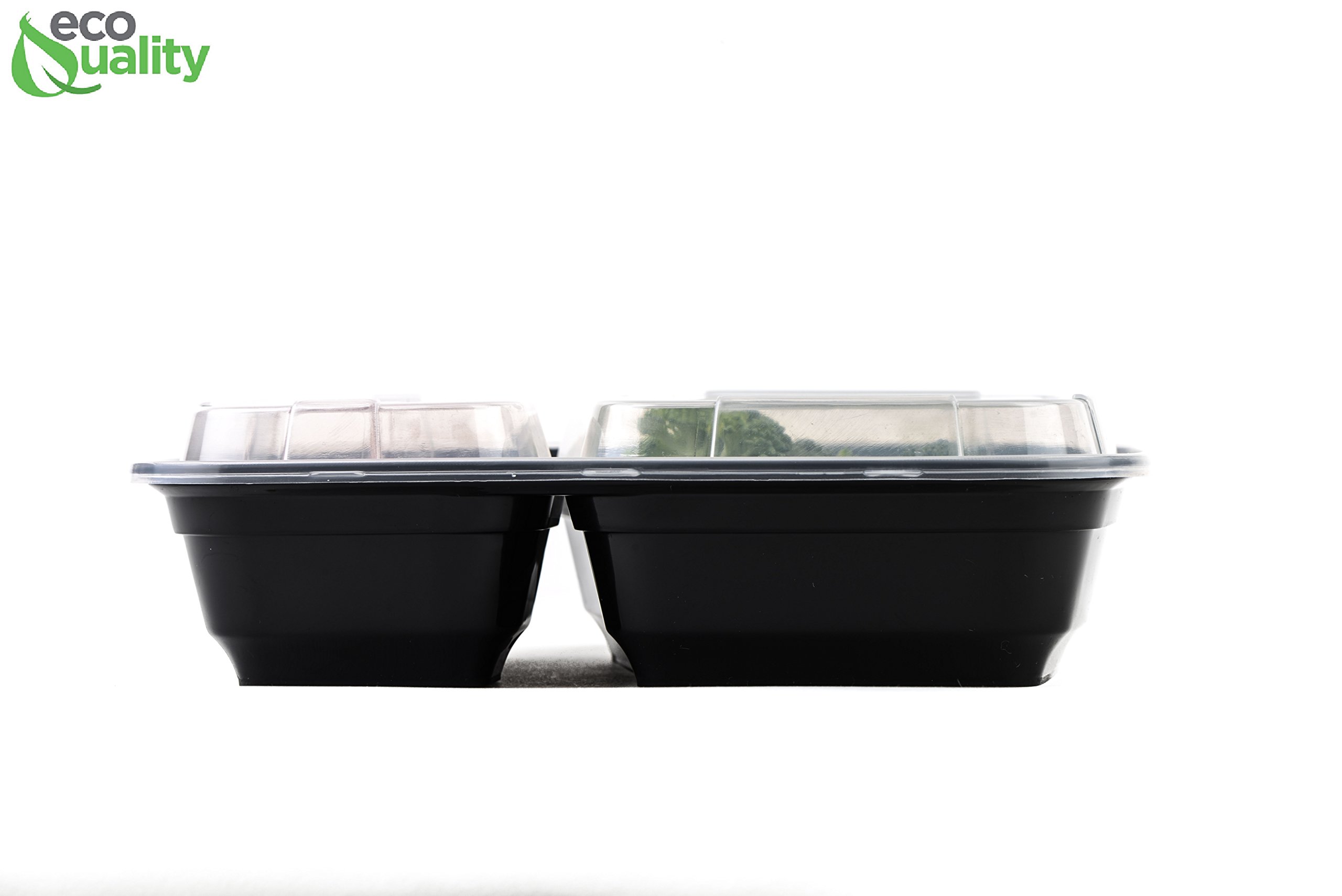 EcoQuality 15-Pack 28oz Bento Box Meal Prep Containers with Lids - 2 Compartment Reusable Food Storage Containers | BPA Free, Stackable, Microwave/Dishwasher/Freezer Safe | Perfect for Office Lunch, Meal Prepping & Food Storage